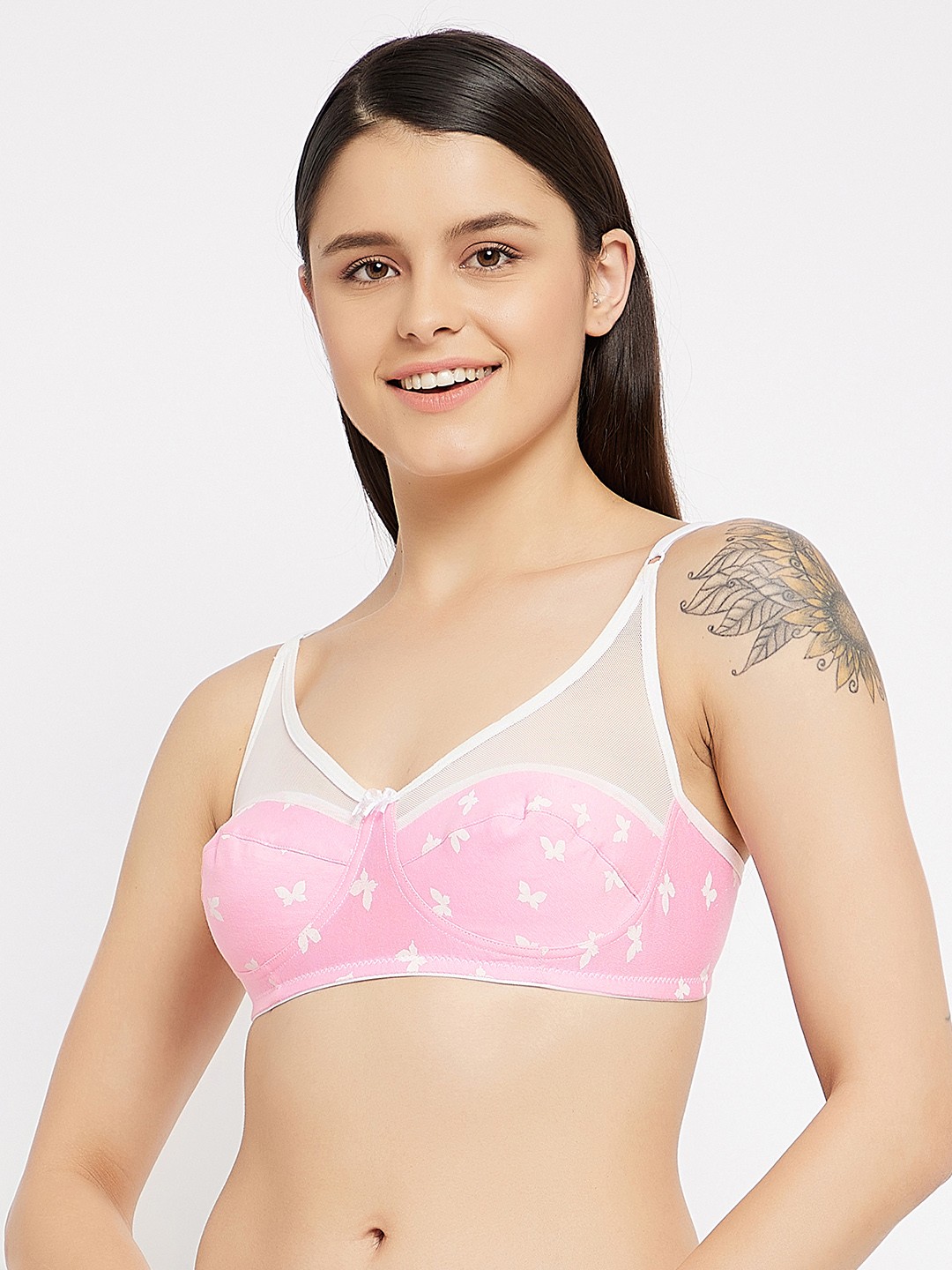 

Clovia Pink & White Floral Everyday Bra BR1333Y2232B