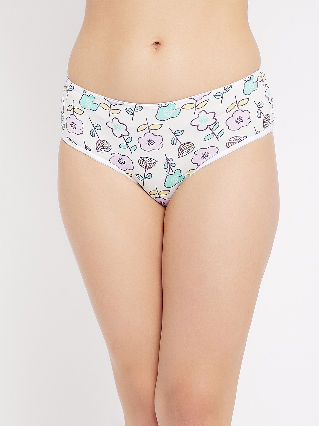 

Clovia Women White & Pink Floral Printed Hipster Briefs