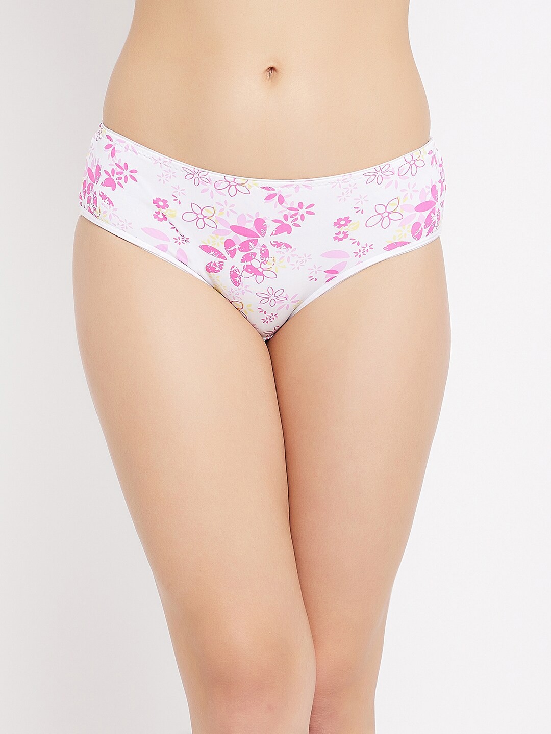 

Clovia Women White & Pink Floral Printed Hipster Briefs