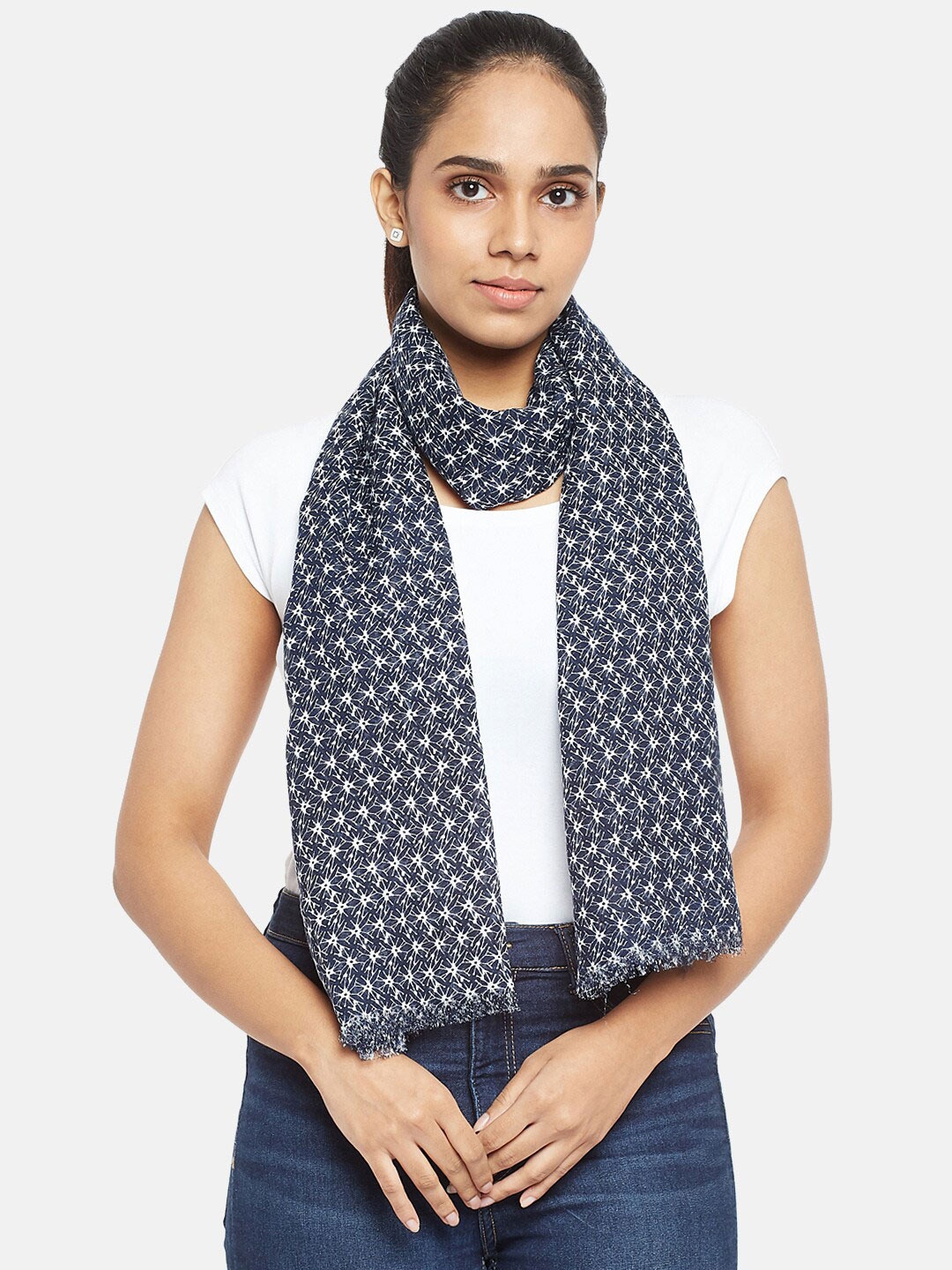 

Honey by Pantaloons Women Navy Blue & White Printed Scarf