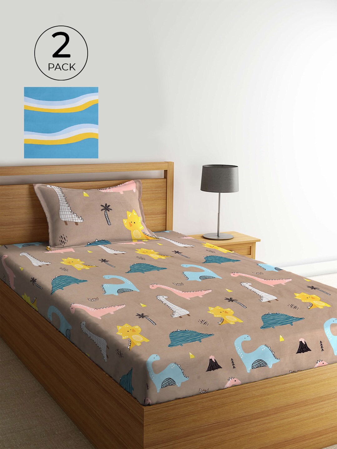 

KLOTTHE Multicoloured Floral 210 TC 2 Single Bedsheet with 2 Pillow Covers, Multi