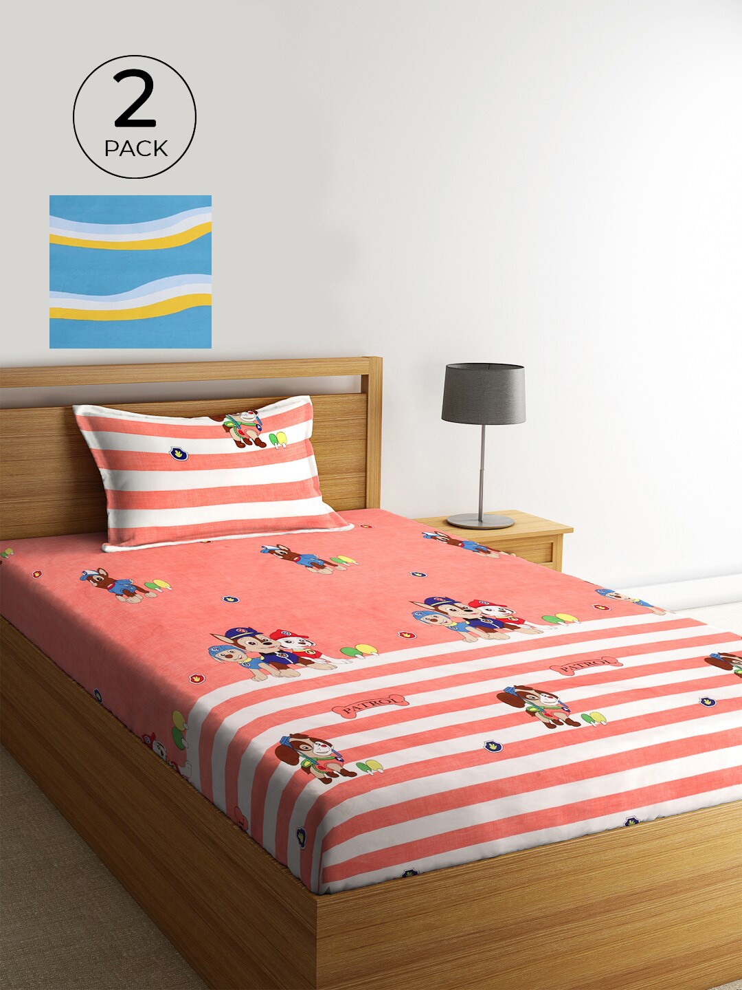 

KLOTTHE Floral 300 TC 2 Single Bedsheet with 2 Pillow Covers, Multi