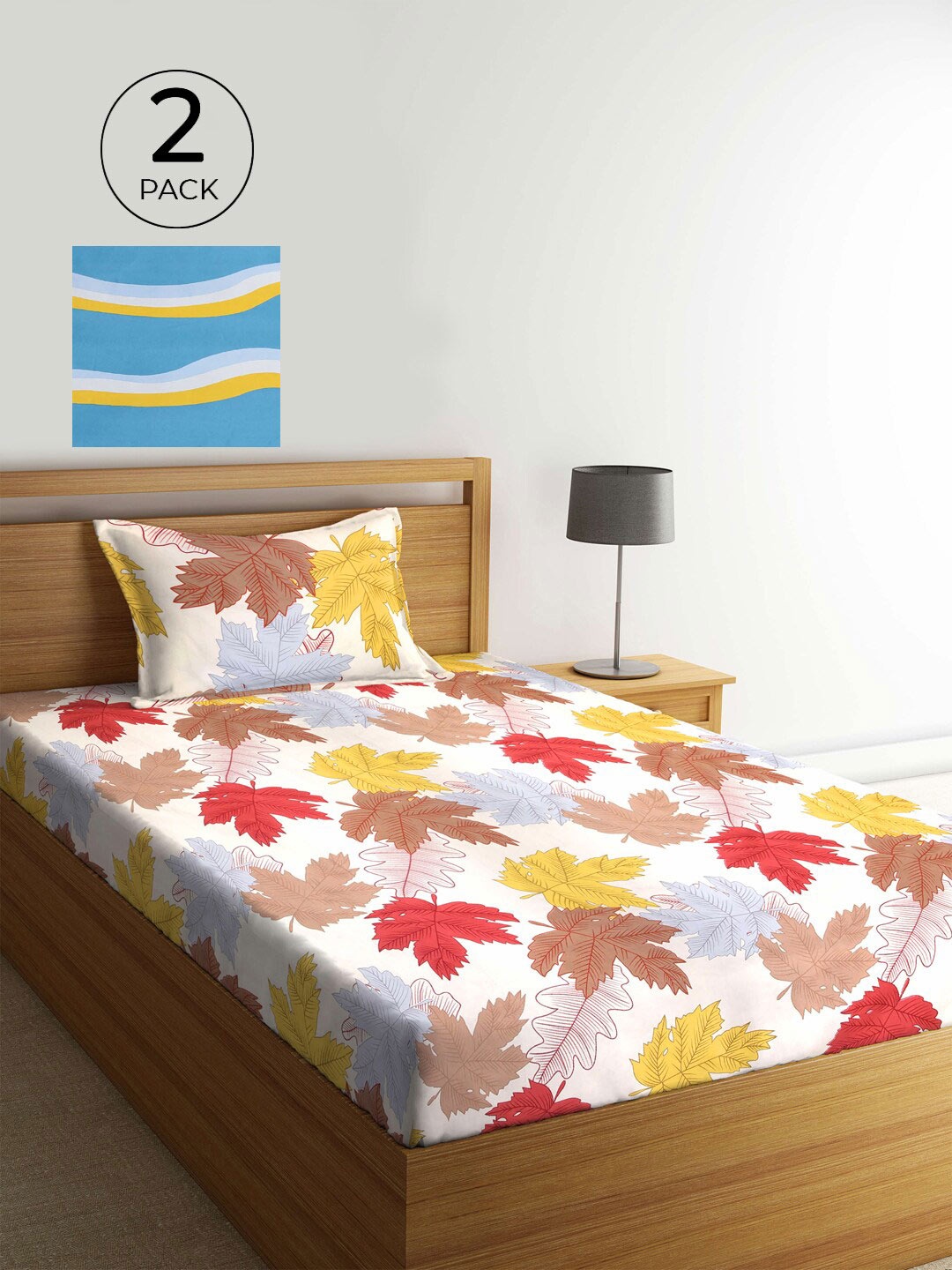 

KLOTTHE Floral 300 TC 2 Single Bedsheet with 2 Pillow Covers, White