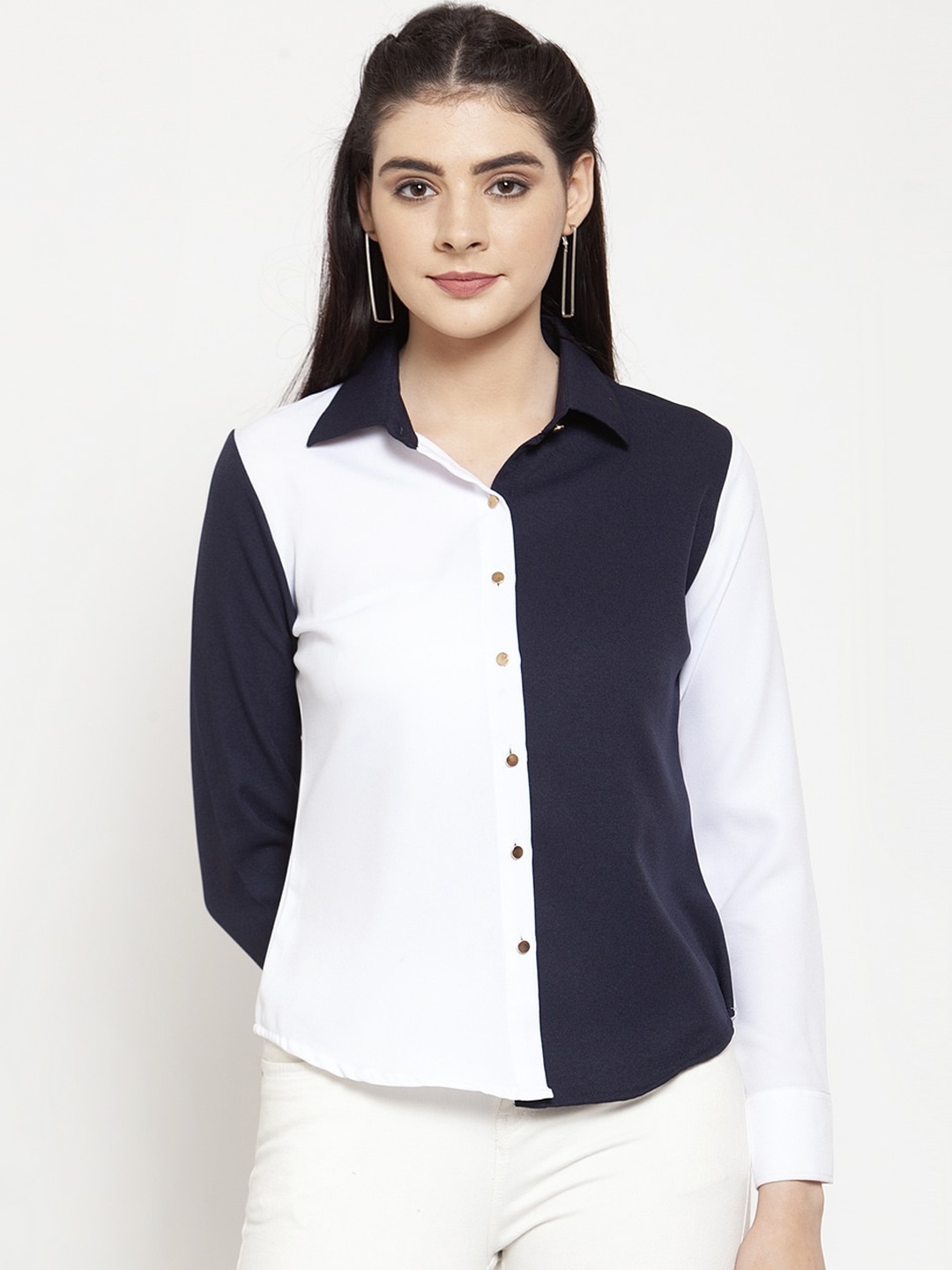 

Armure Women Black & White Opaque Colourblocked Casual Shirt