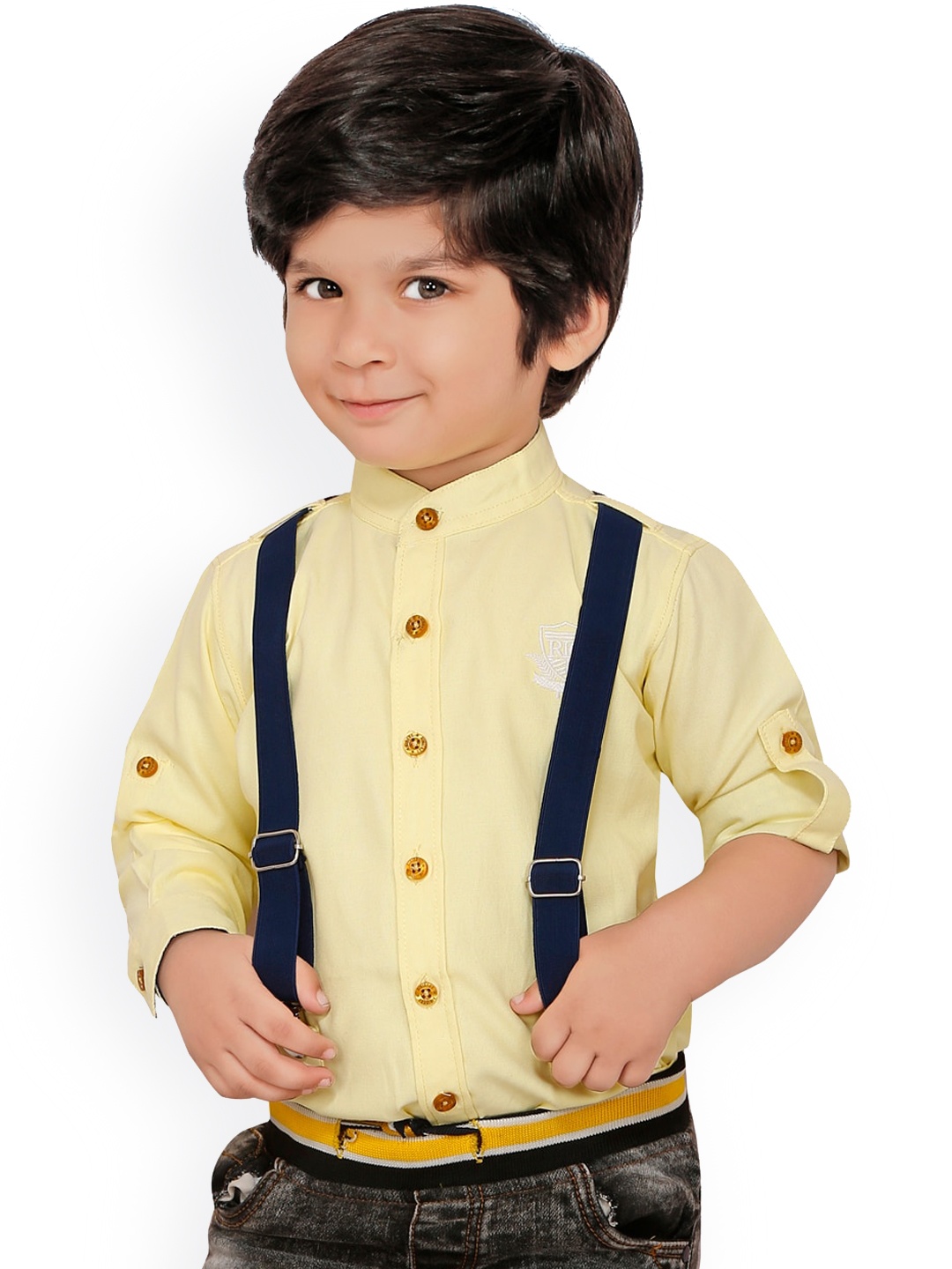 

RIKIDOOS Boys Yellow Opaque Casual Shirt With Suspender