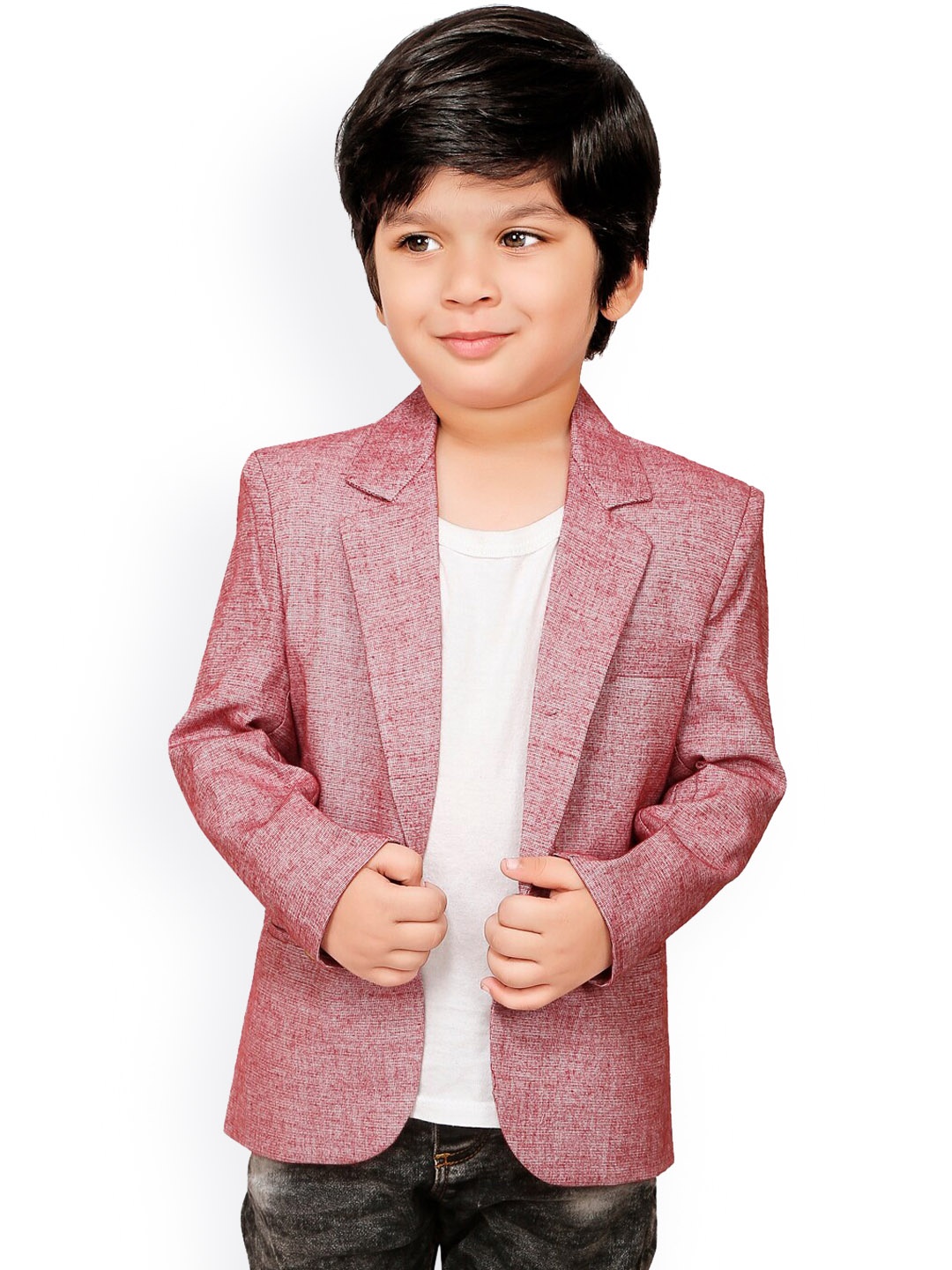 

RIKIDOOS Boys Red Self-Design Single-Breasted Casual Blazer