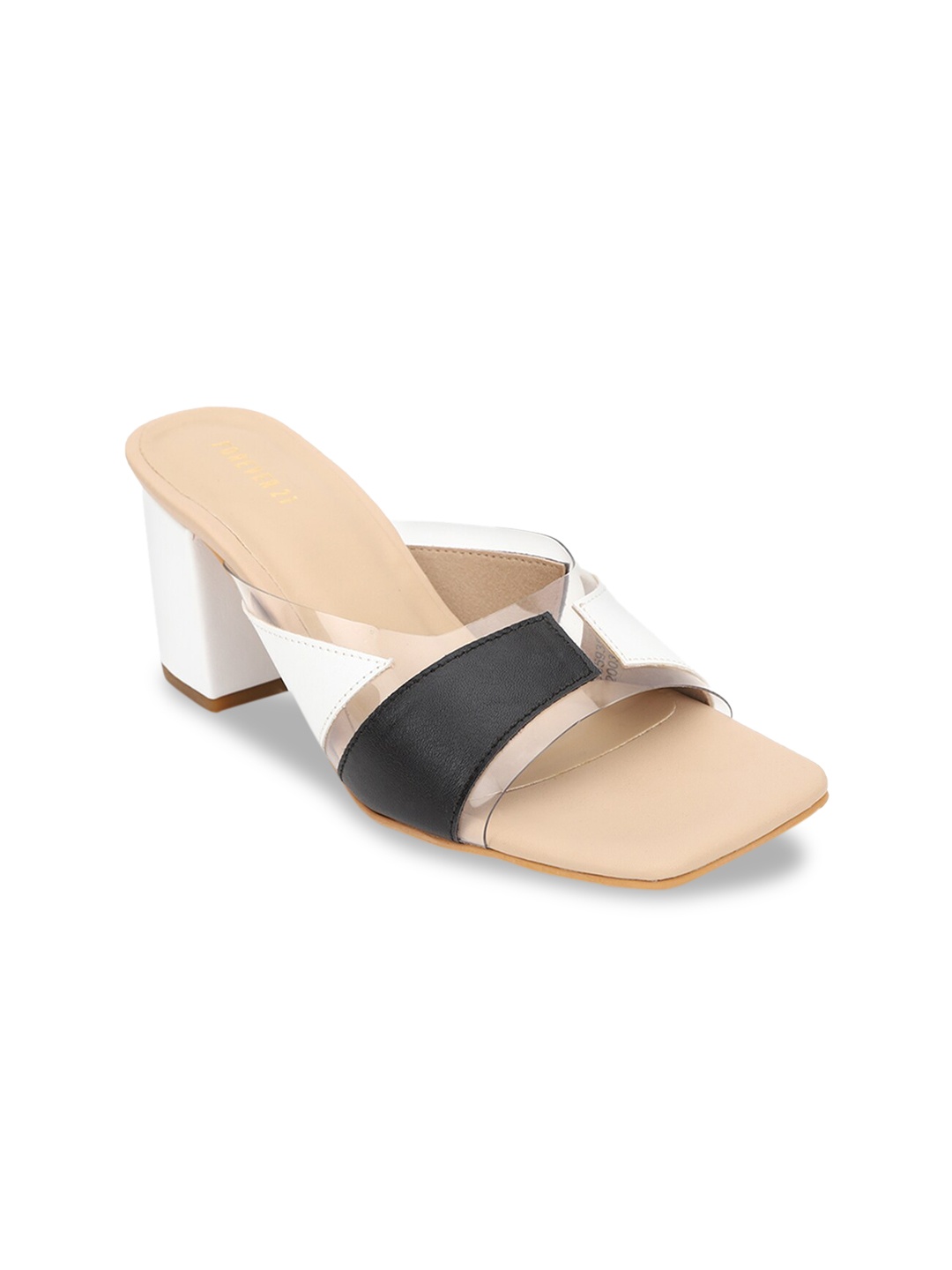 

FOREVER 21 Women Black & Transparent Block Sandals
