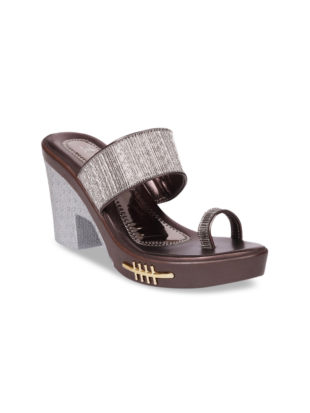 

Longwalk Grey Ethnic Block Sandals