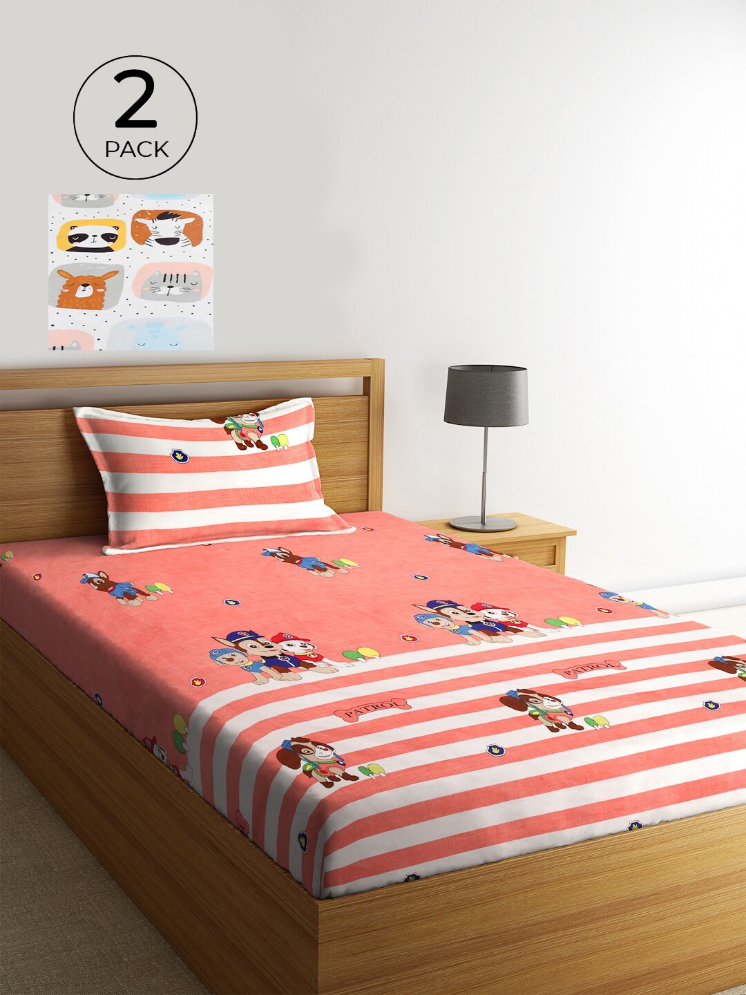 

KLOTTHE Multicoloured Floral 210 TC 2 Single Bedsheet with 2 Pillow Covers, Multi