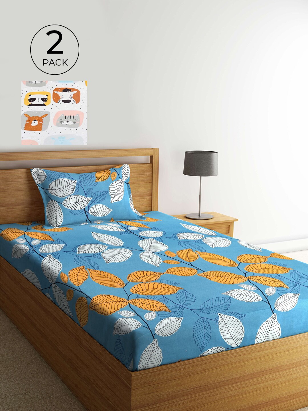 

KLOTTHE Multicoloured Floral 210 TC 2 Single Bedsheet with 2 Pillow Covers, Multi