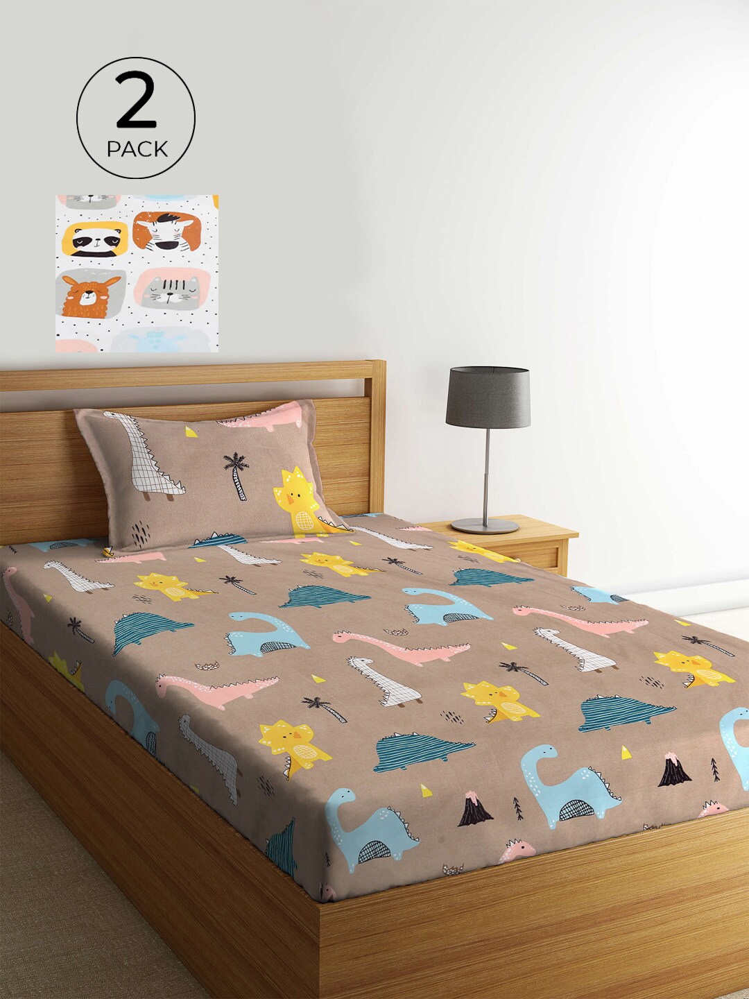 

KLOTTHE Multicoloured Floral 210 TC 2 Single Bedsheet with 2 Pillow Covers, Multi