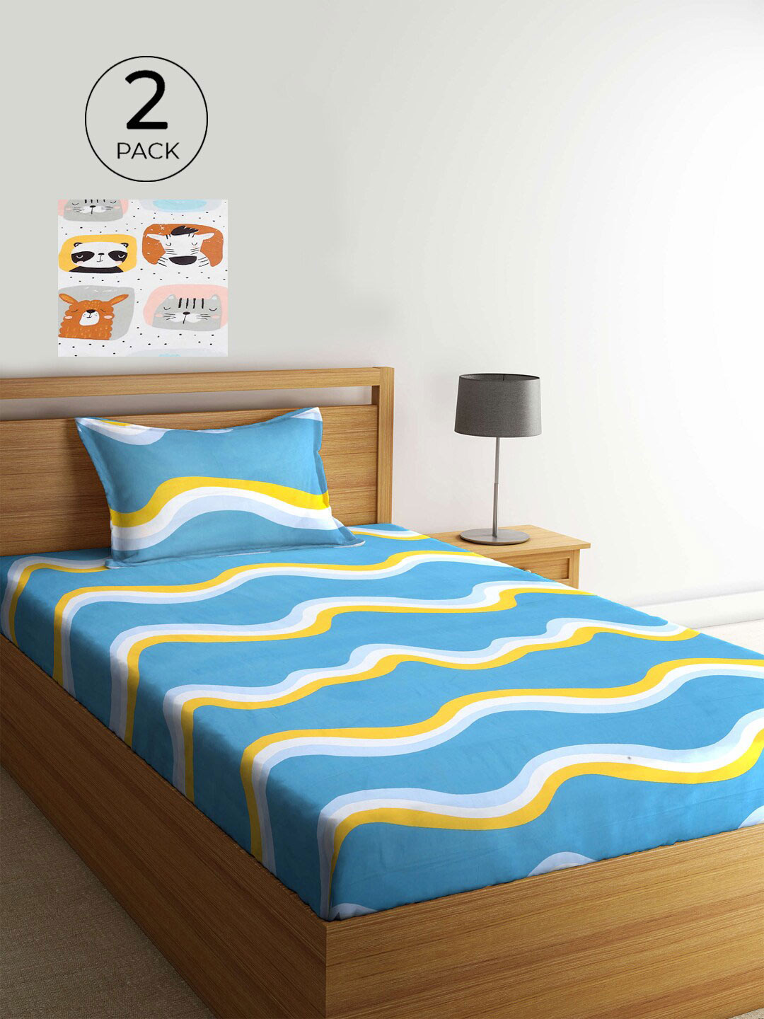

KLOTTHE Multicoloured Floral 210 TC 2 Single Bedsheet with 2 Pillow Covers, Multi
