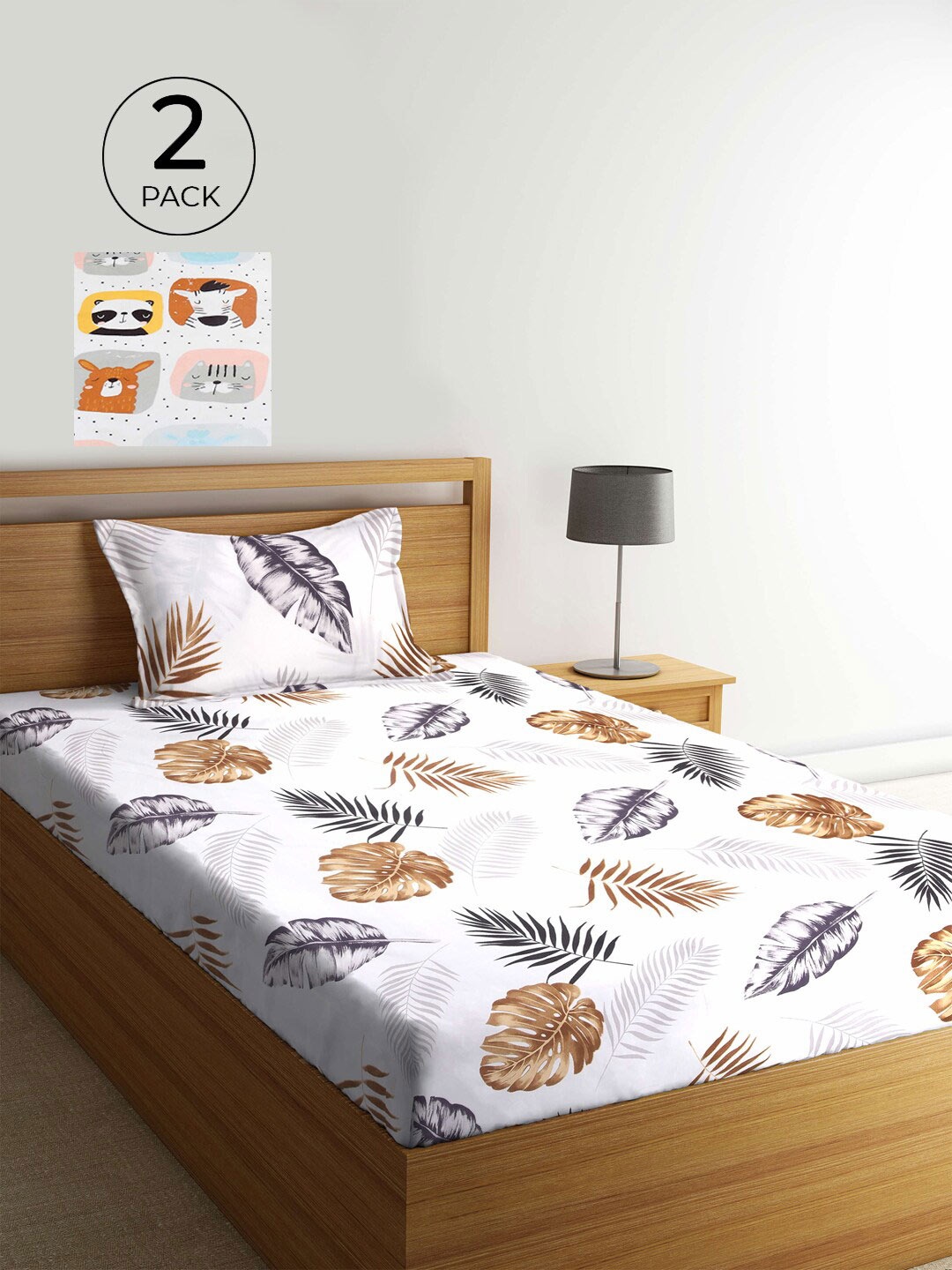 

KLOTTHE Multicoloured Floral 210 TC 2 Single Bedsheet with 2 Pillow Covers, Multi