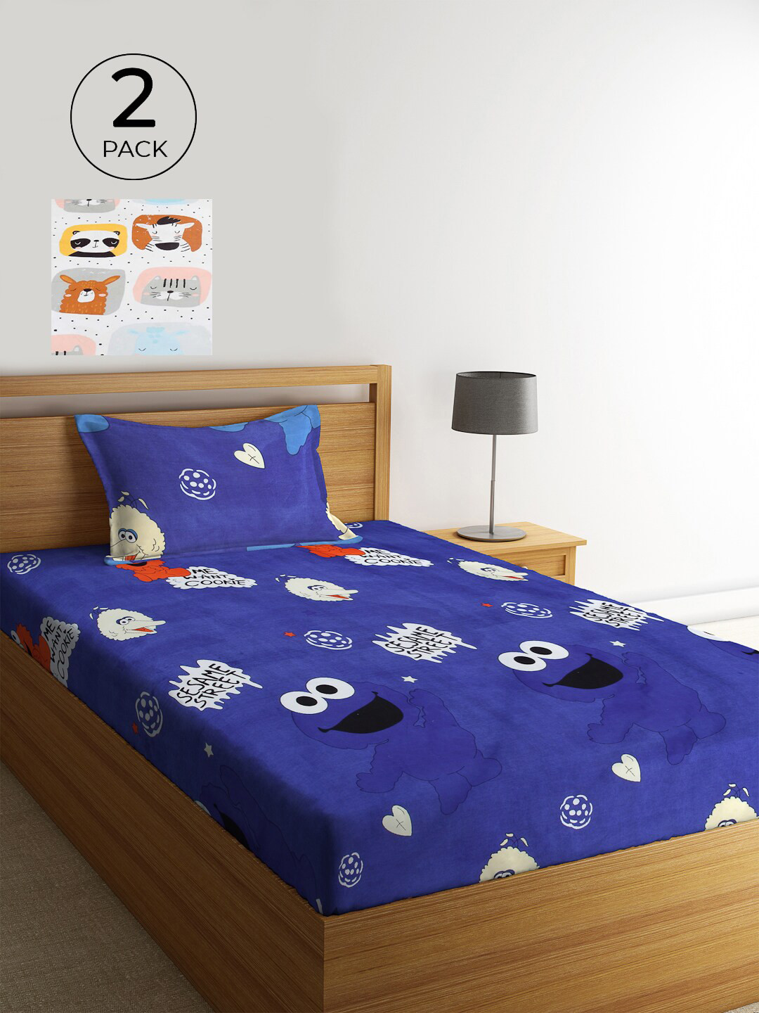 

KLOTTHE Multicoloured Floral 210 TC 2 Single Bedsheet with 2 Pillow Covers, Multi