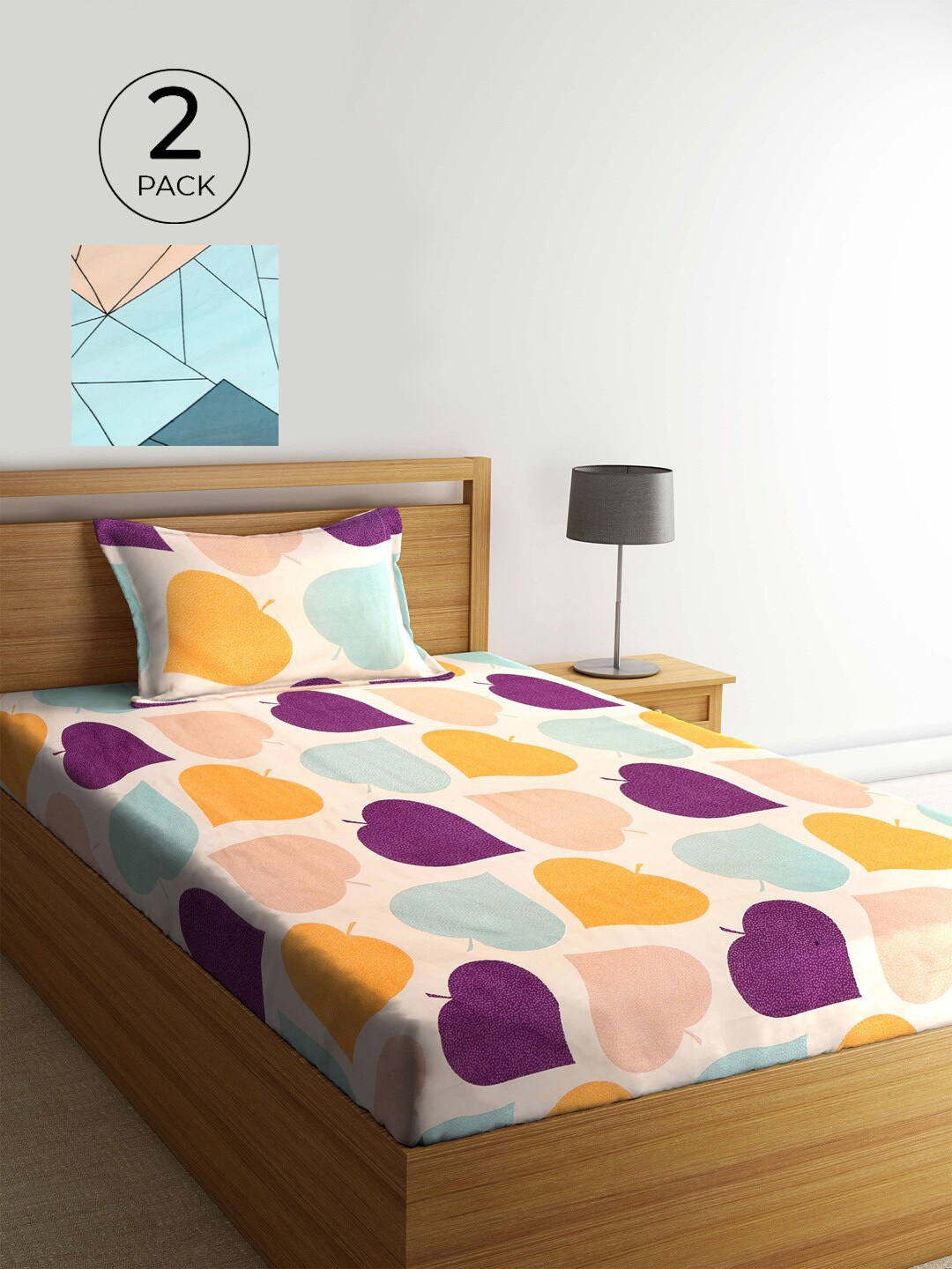

KLOTTHE Multicoloured Floral 210 TC 2 Single Bedsheet with 2 Pillow Covers, Multi