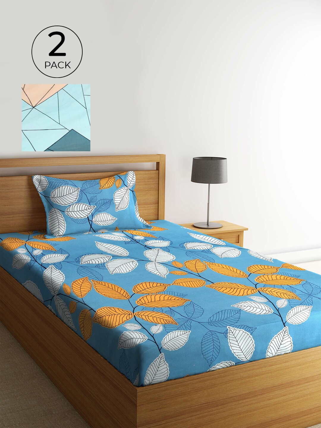 

KLOTTHE Multicoloured Floral 210 TC 2 Single Bedsheet with 2 Pillow Covers, Multi