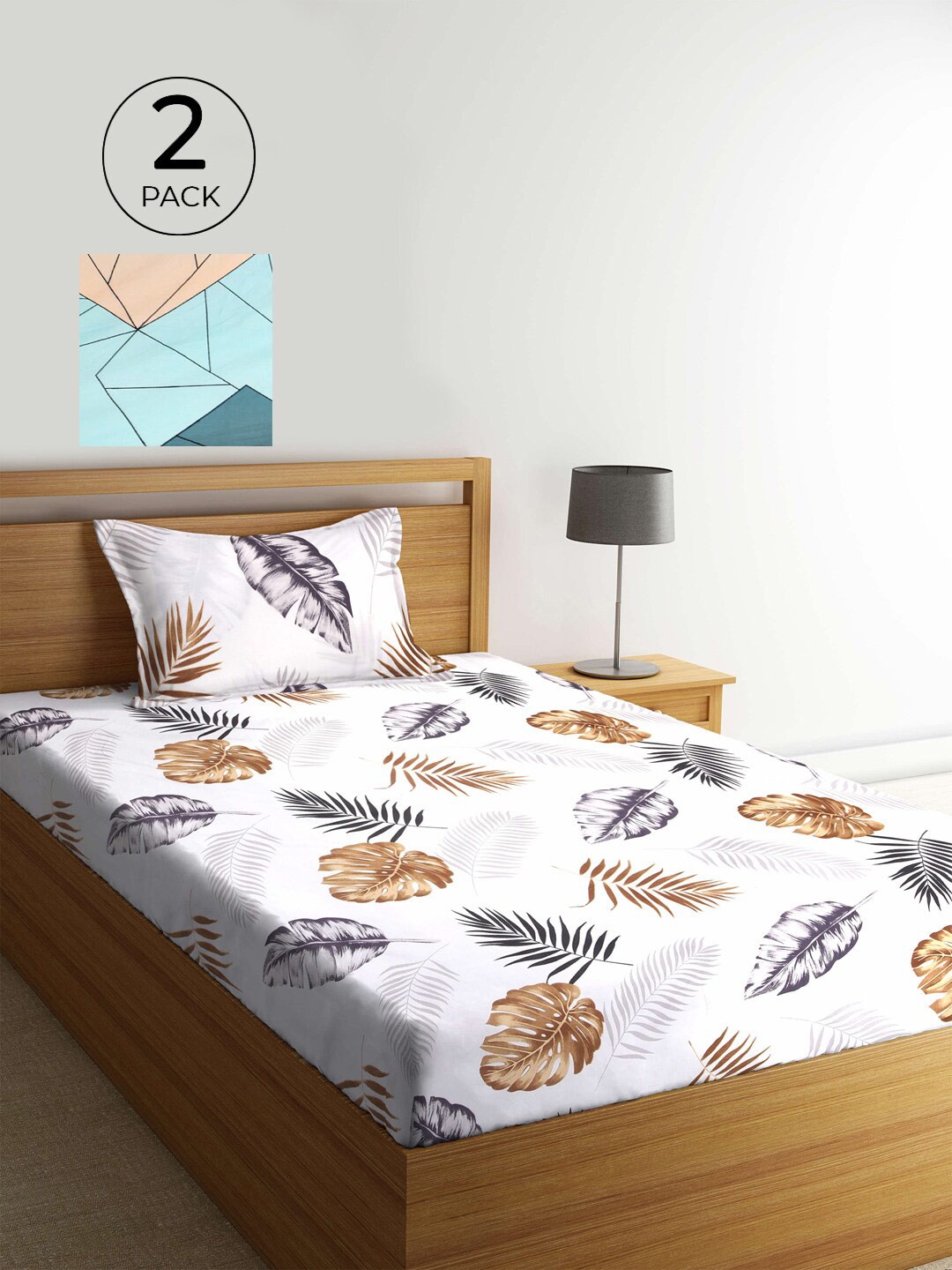 

KLOTTHE Multicoloured Floral 210 TC 2 Single Bedsheet with 2 Pillow Covers, Multi