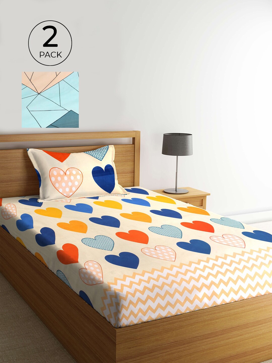 

KLOTTHE Multicoloured Floral 210 TC 2 Single Bedsheet with 2 Pillow Covers, Blue