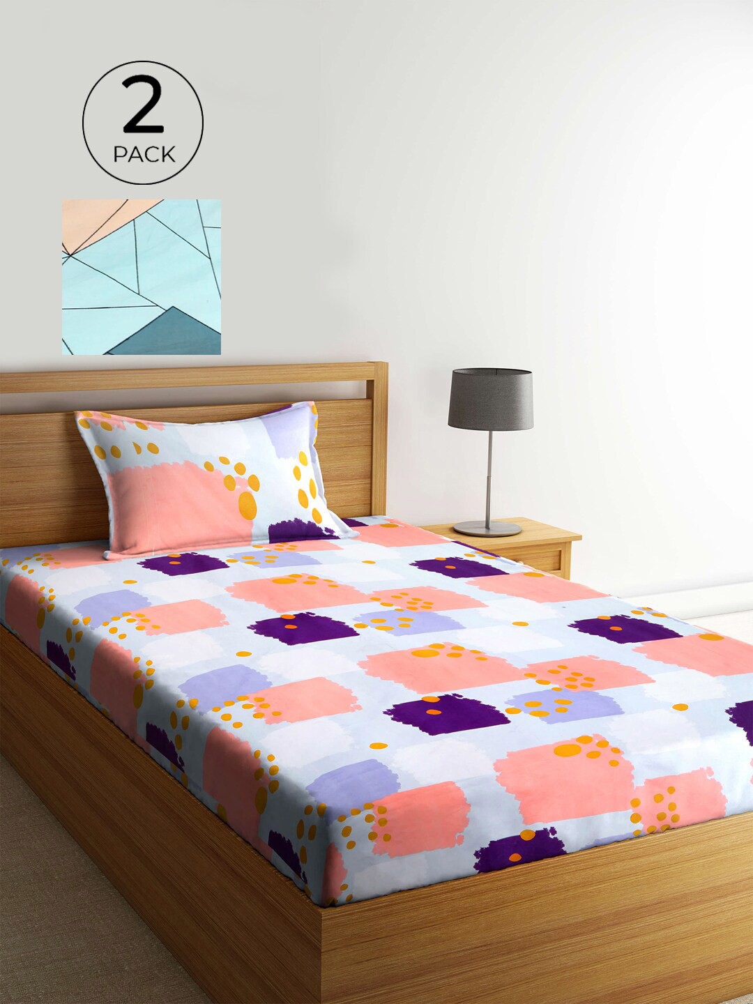

KLOTTHE Multicoloured Floral 210 TC 2 Single Bedsheet with 2 Pillow Covers, Multi