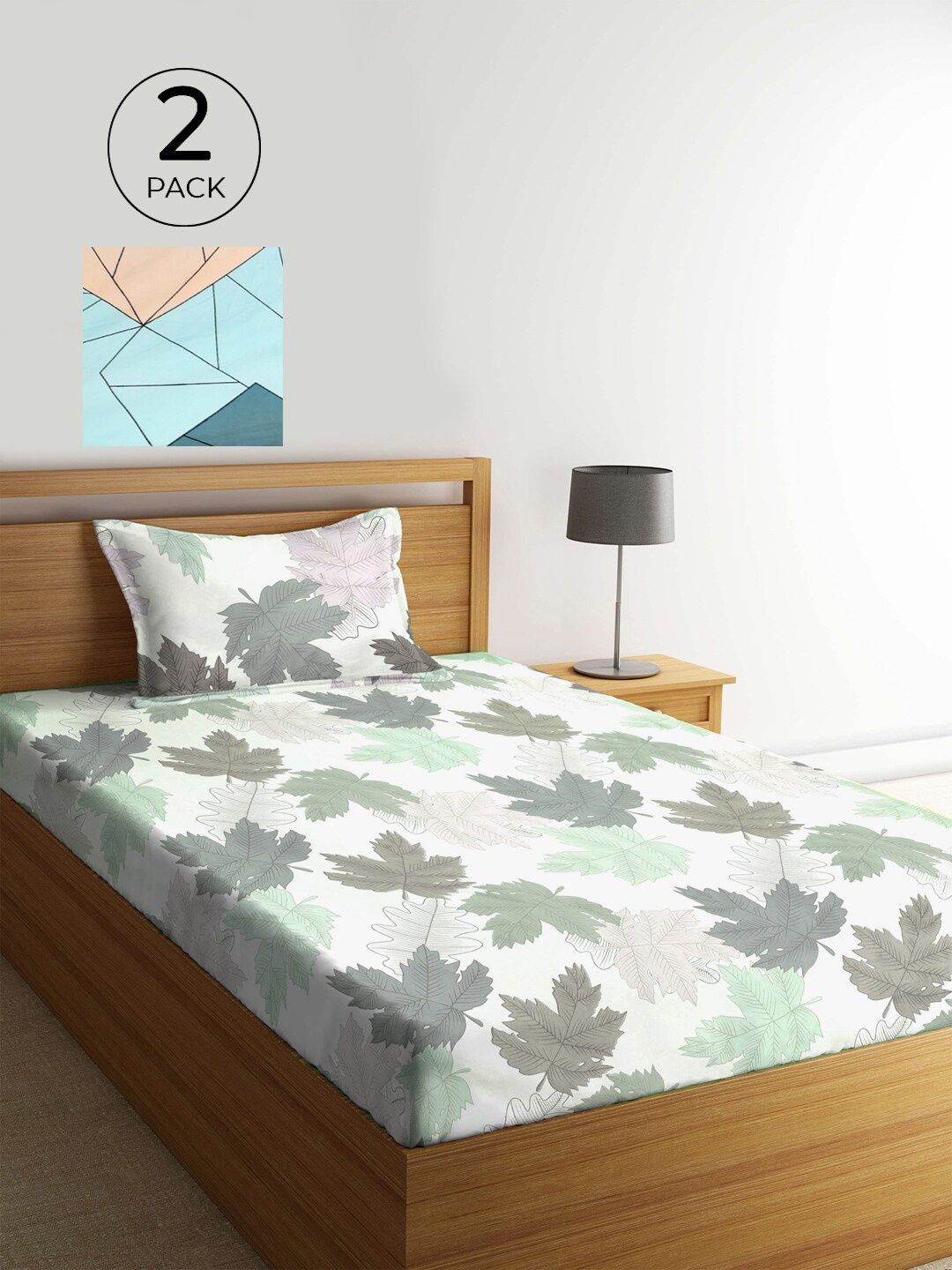 

KLOTTHE Multicoloured Floral 210 TC 2 Single Bedsheet with 2 Pillow Covers, Multi