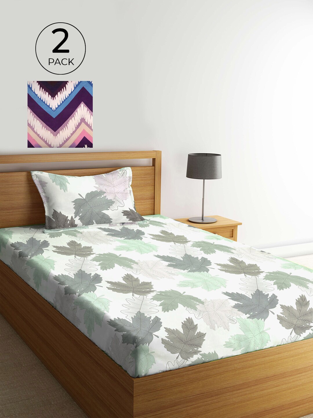 

KLOTTHE Multicoloured Floral 210 TC 2 Single Bedsheet with 2 Pillow Covers, Multi