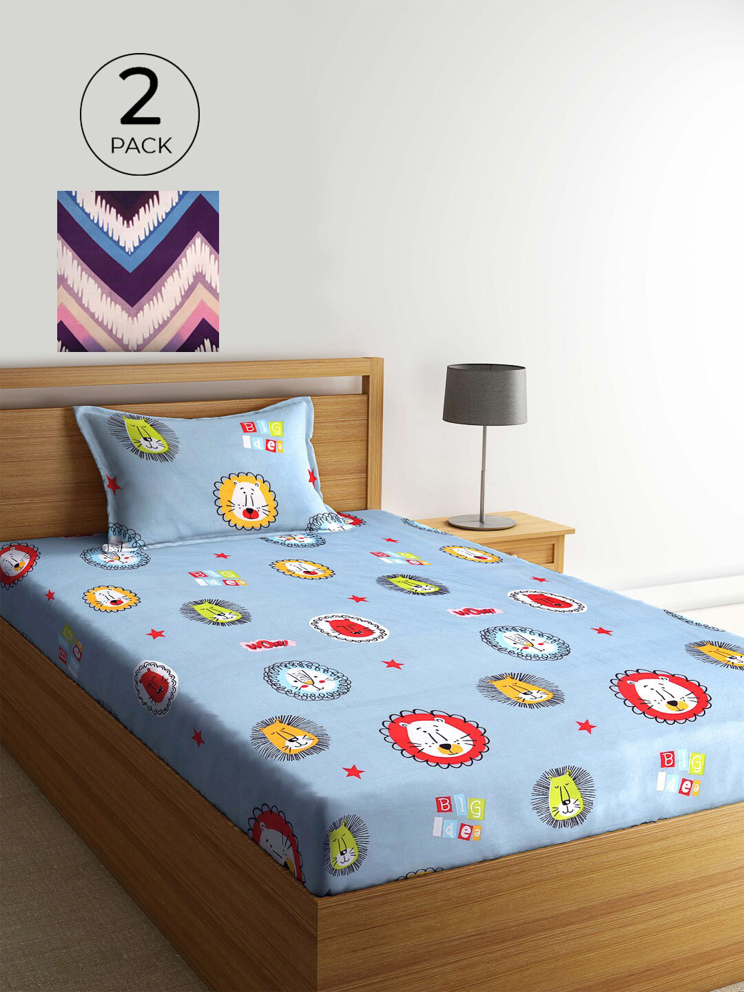 

KLOTTHE Multicoloured Floral 210 TC 2 Single Bedsheet with 2 Pillow Covers, Multi