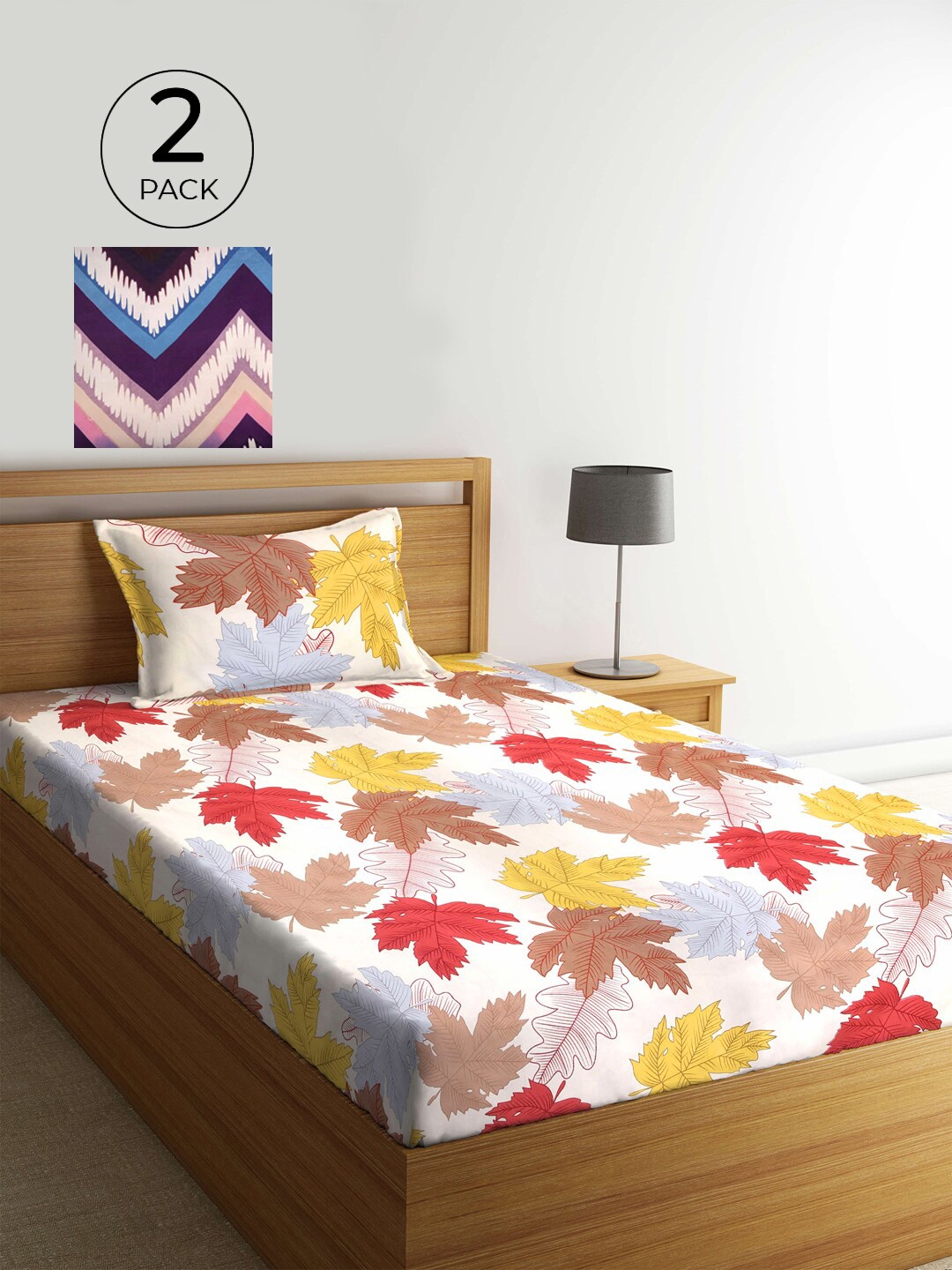 

KLOTTHE Multicoloured Floral 210 TC 2 Single Bedsheet with 2 Pillow Covers, Multi