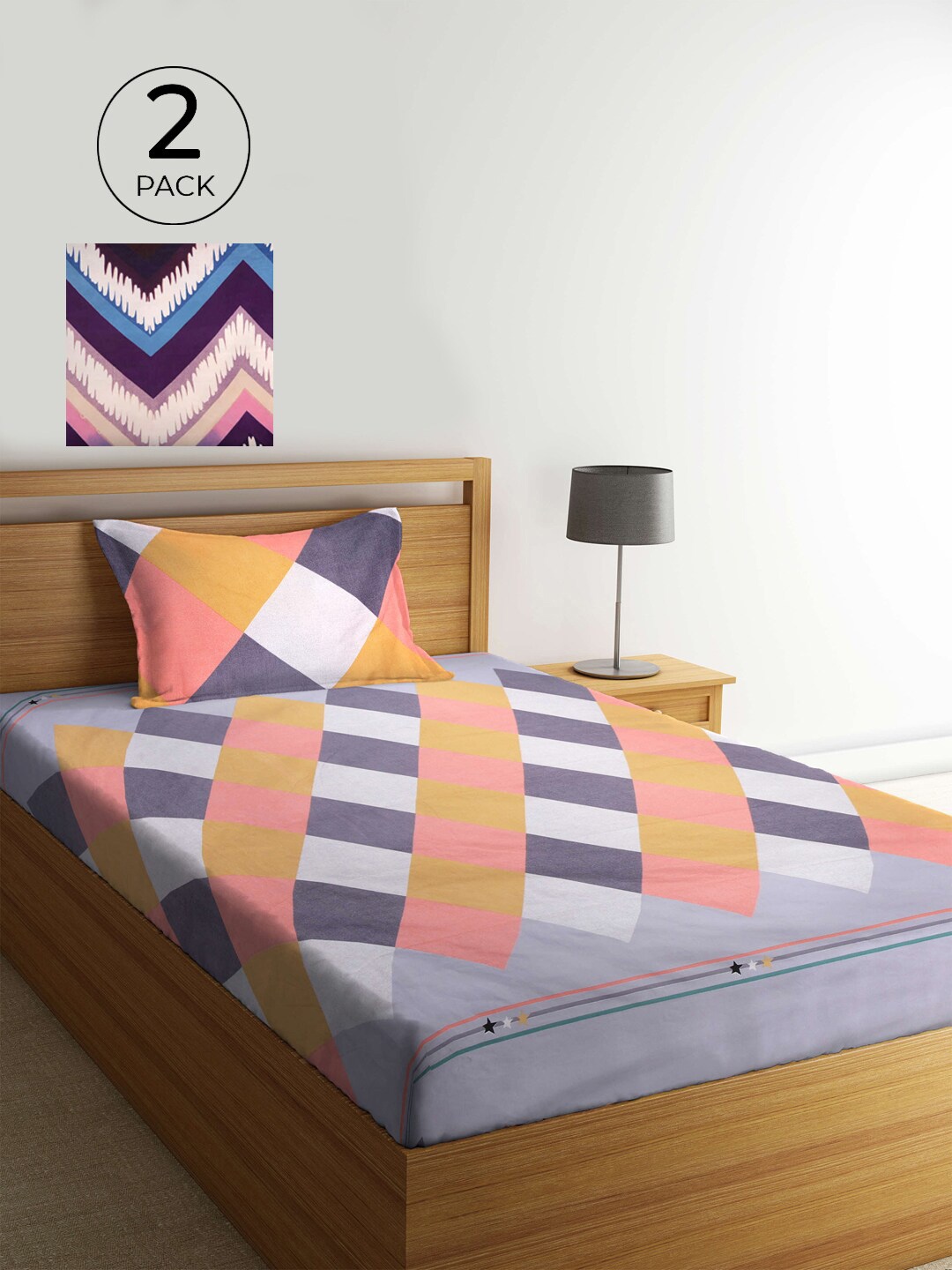 

KLOTTHE Multicoloured Floral 210 TC 2 Single Bedsheet with 2 Pillow Covers, Multi