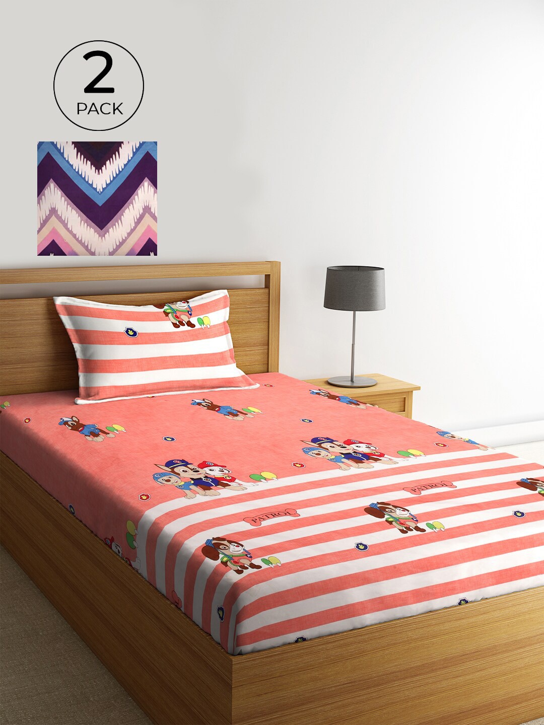 

KLOTTHE Multicoloured Floral 210 TC 2 Single Bedsheet with 2 Pillow Covers, Multi