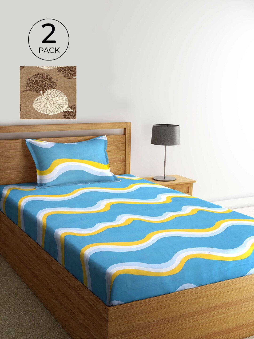 

KLOTTHE Multicoloured Floral 210 TC 2 Single Bedsheet with 2 Pillow Covers, Multi