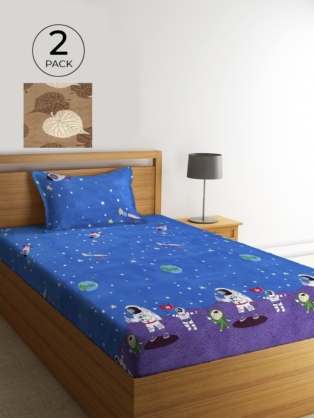 

KLOTTHE Multicoloured Floral 210 TC 2 Single Bedsheet with 2 Pillow Covers, Multi