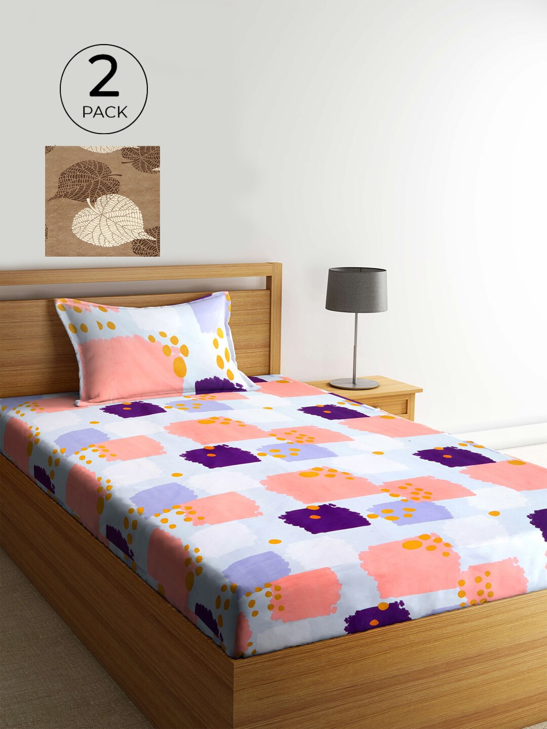 

KLOTTHE Multicoloured Floral 210 TC 2 Single Bedsheet with 2 Pillow Covers, Multi