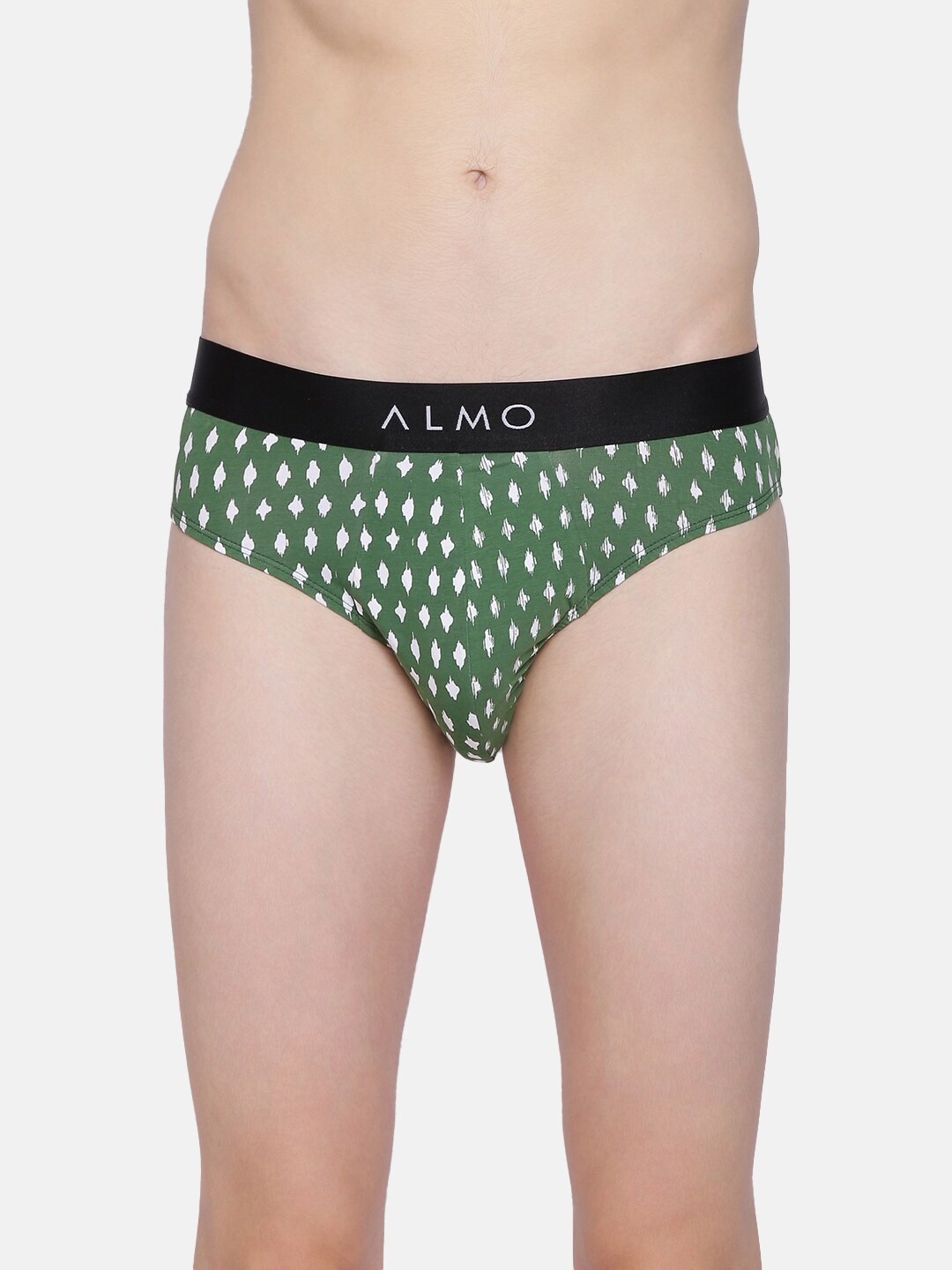 

Almo Wear Men Green & White Printed Organic Cotton Basic Briefs