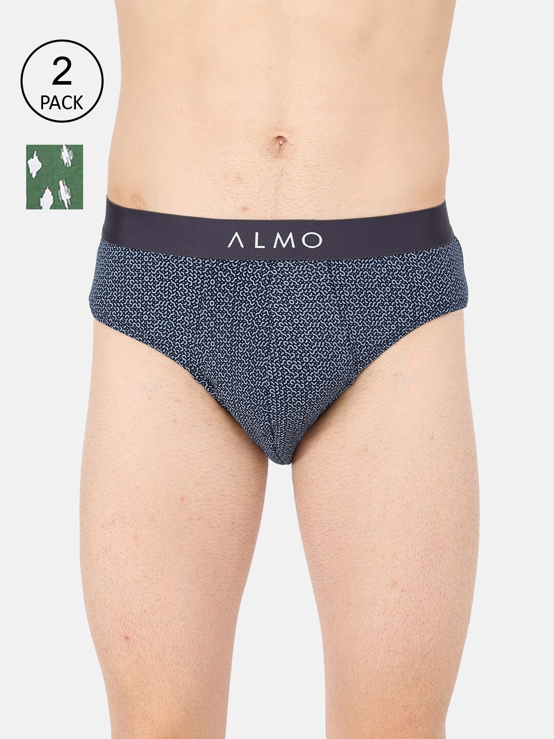 

Almo Wear Men Pack Of 2 Navy Blue Printed Organic Cotton Basic Briefs