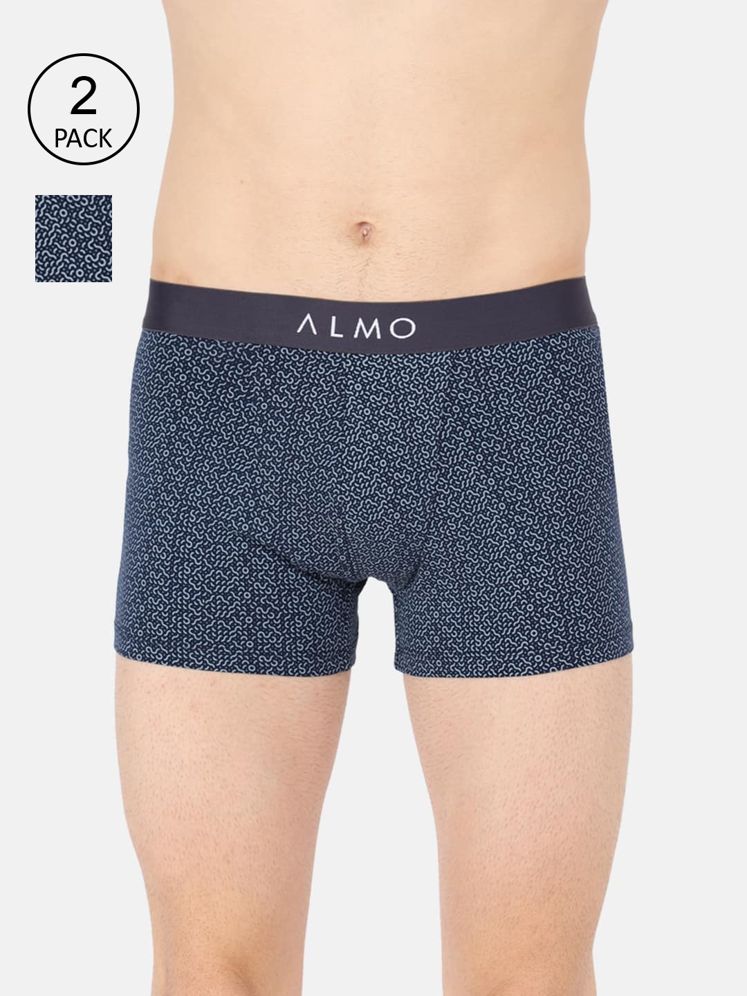 

Almo Wear Men Pack Of 2 Navy Blue Printed Slim-Fit Organic Cotton Trunks AM-OC-T-BLBL