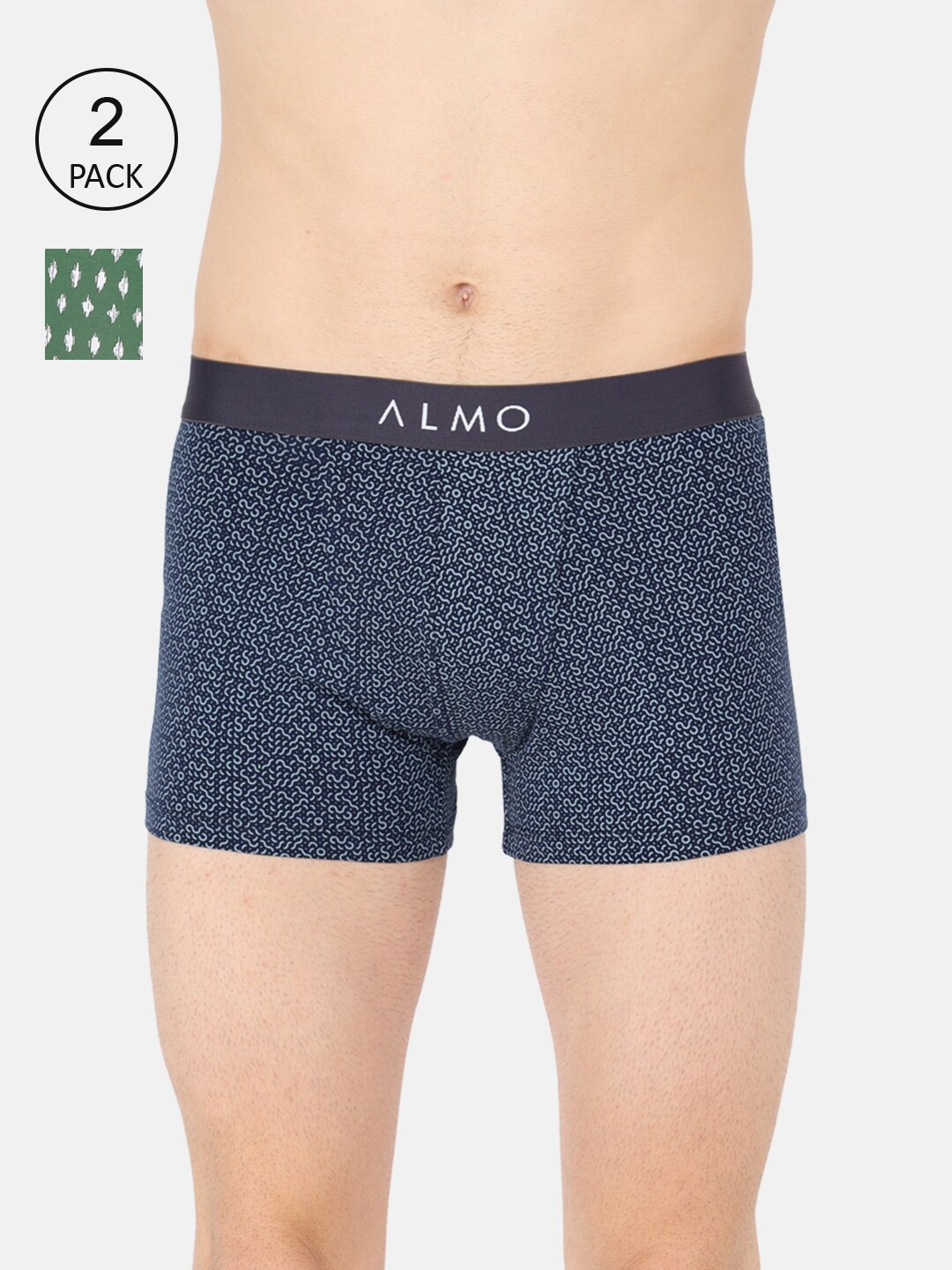 

Almo Wear Men Pack Of 2 Printed Slim-Fit Organic Cotton Trunks AM-OC-T-BLDG, Green