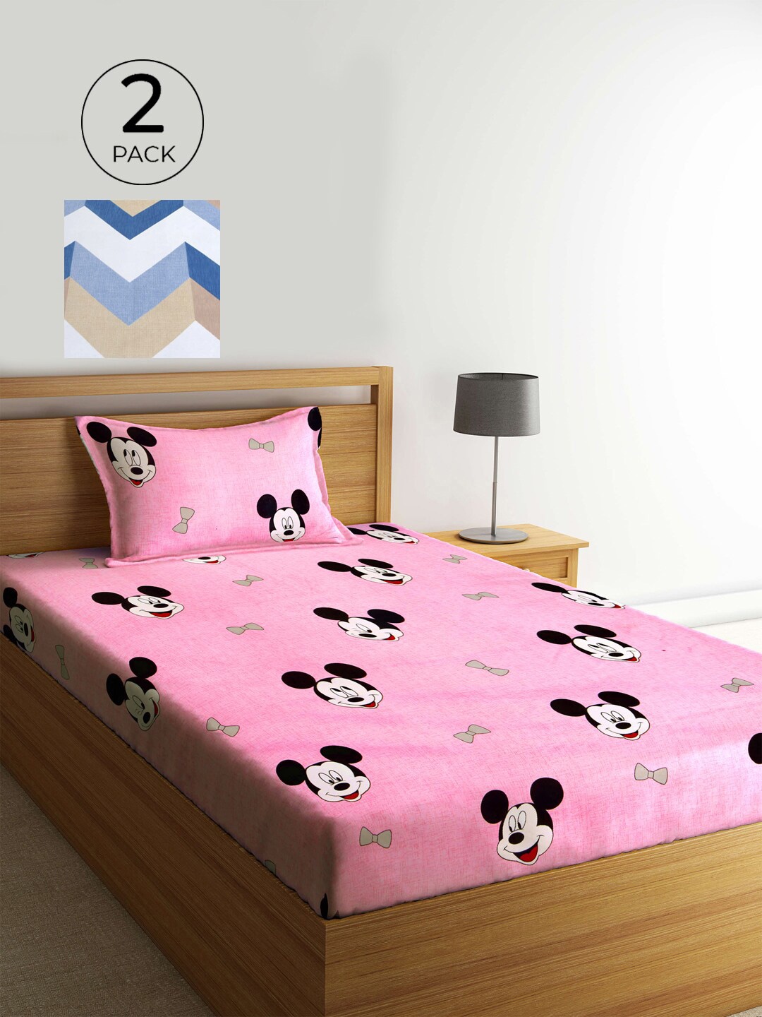 

KLOTTHE Multicoloured Floral 210 TC 2 Single Bedsheet with 2 Pillow Covers, Multi