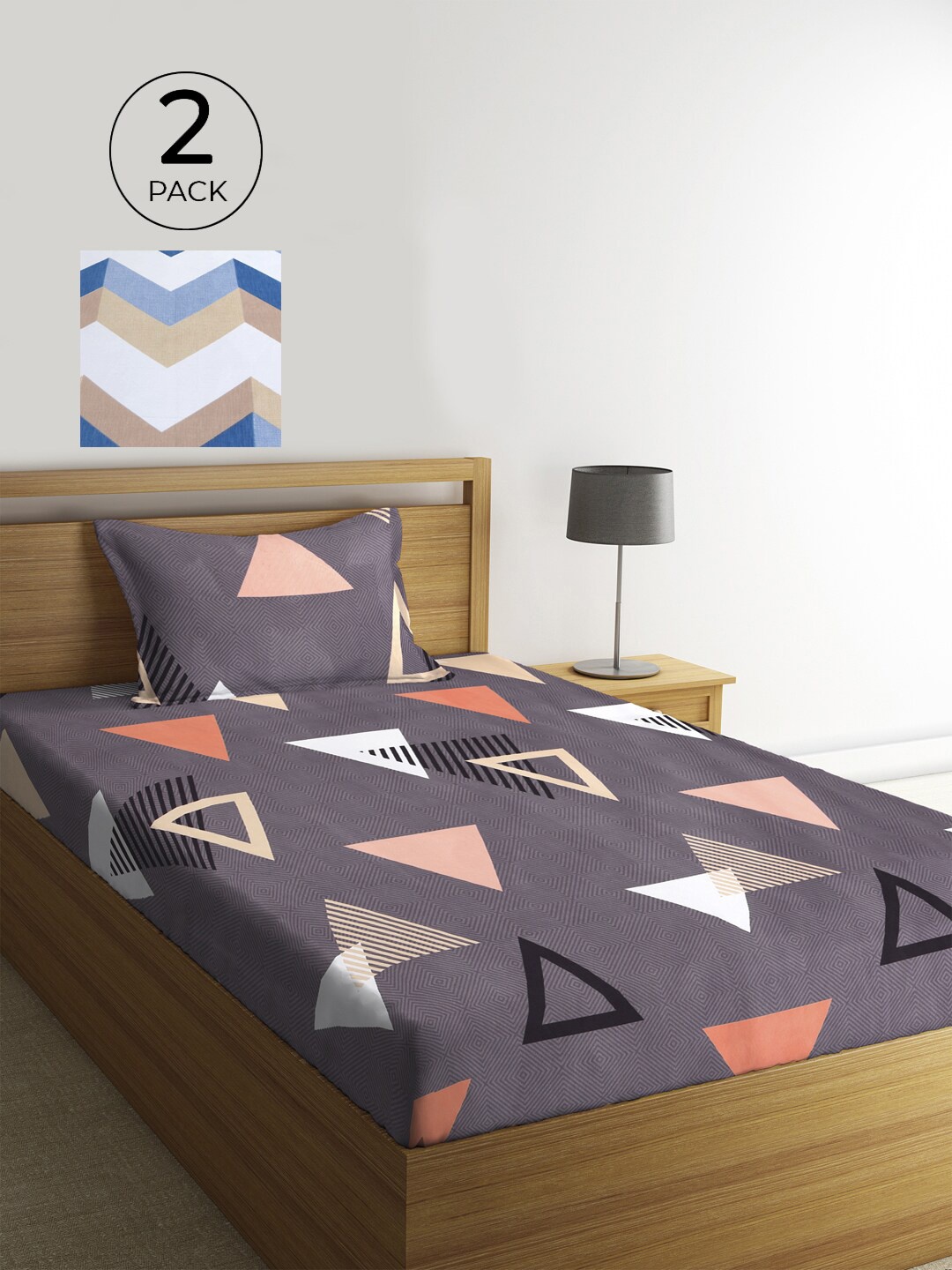 

KLOTTHE Multicoloured Floral 210 TC 2 Single Bedsheet with 2 Pillow Covers, Multi