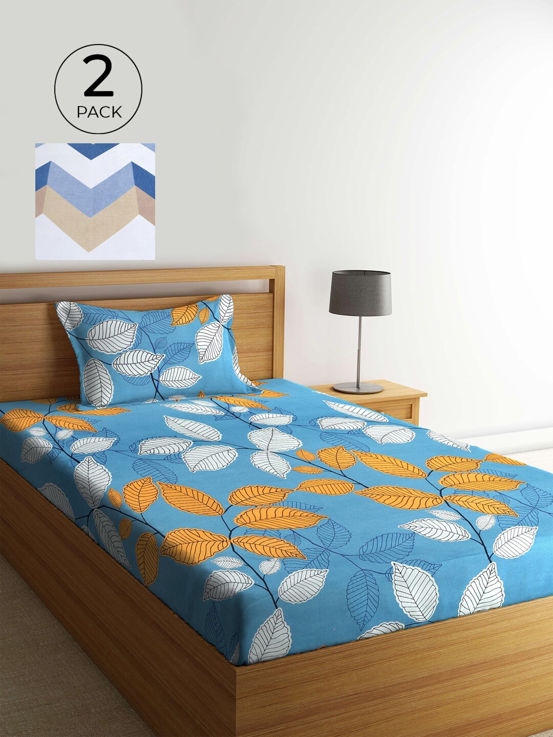 

KLOTTHE Set Of 2 Multicoloured Floral 210 TC Single Bedsheets With 2 Pillow Covers, Multi