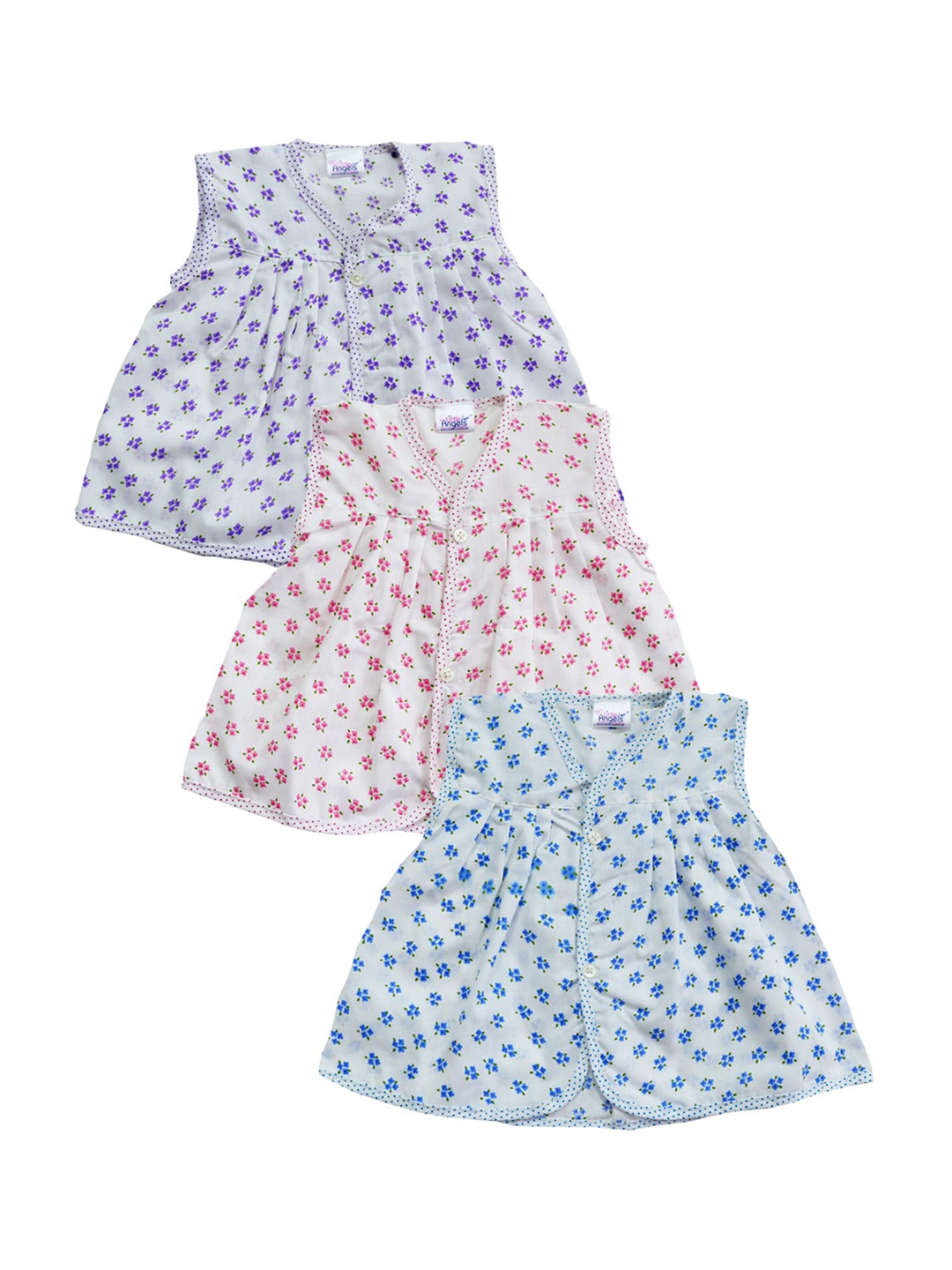 

Little Angels Infant Girls Pack Of 3 Assorted Cotton Jhabla