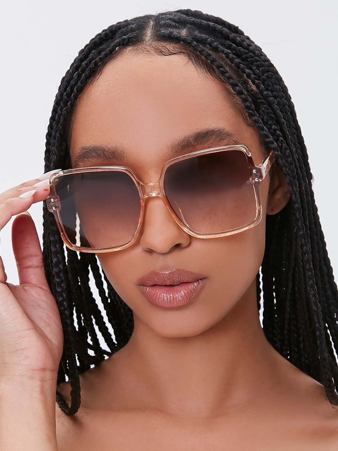 

FOREVER 21 Women Brown Lens & Brown Square Tinted Sunglasses