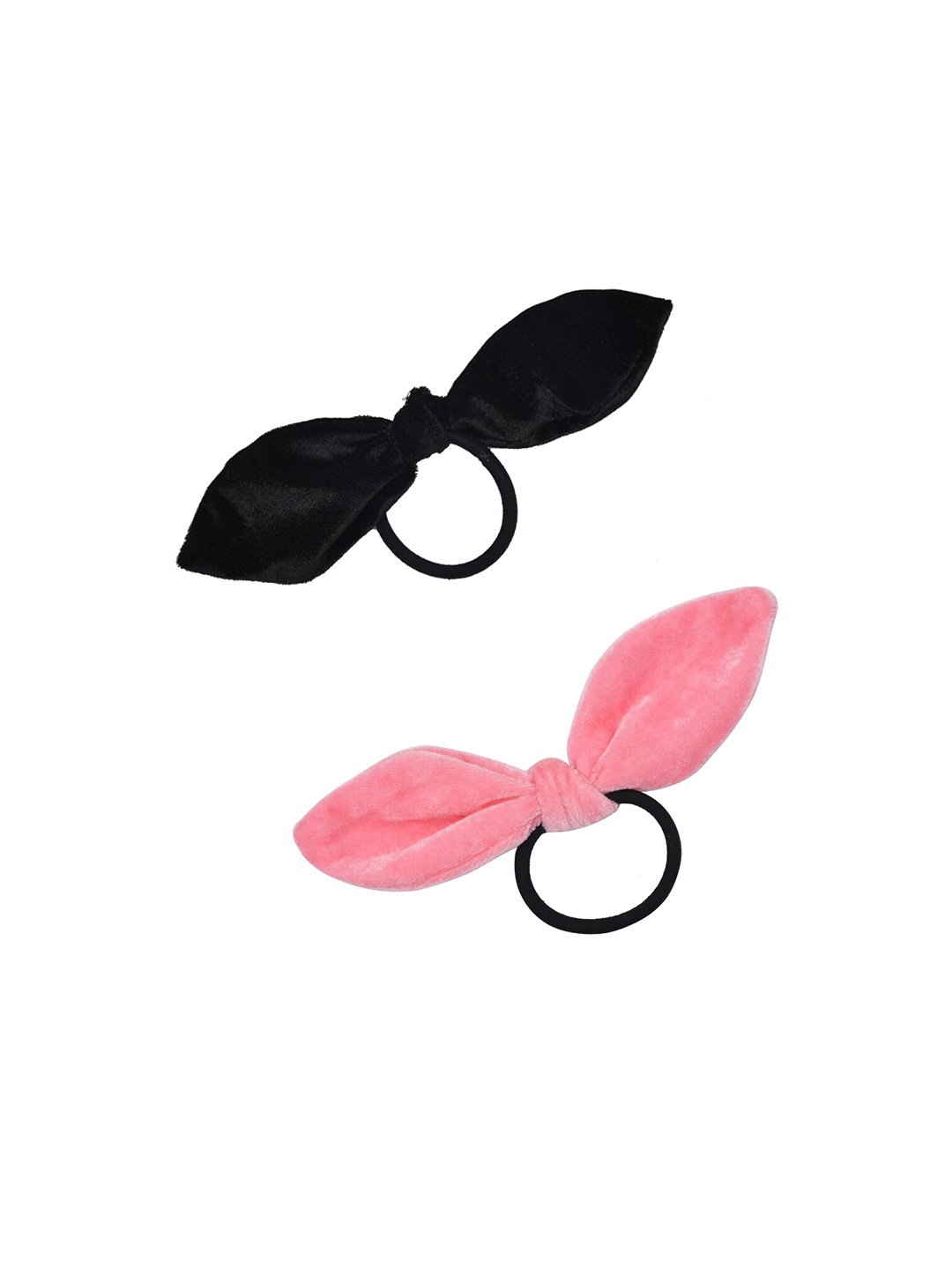 

FUNKRAFTS Girls Pink & Black Set of 2 Ponytail Holders