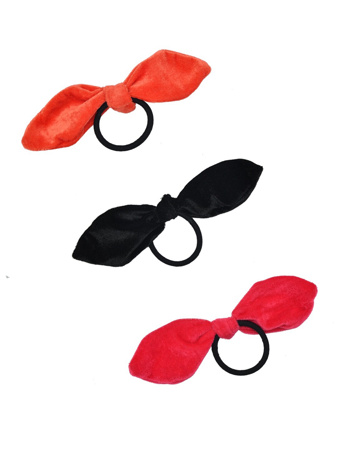 

FUNKRAFTS Girls Black & Peach-Coloured Set of 3 Ponytail Holders