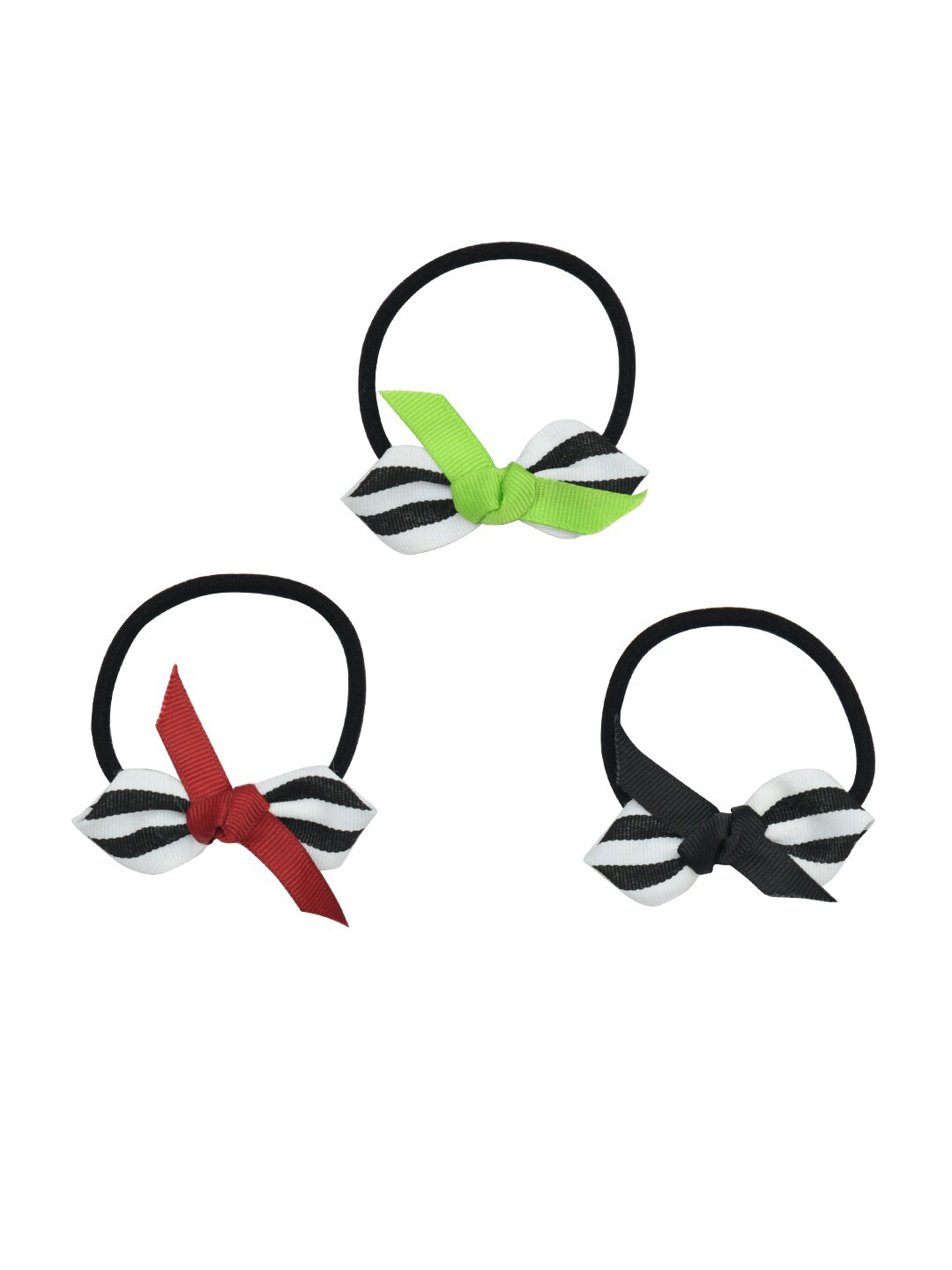 

FUNKRAFTS Girls Set Of 3 Multicolour Ponytail Holder, Black