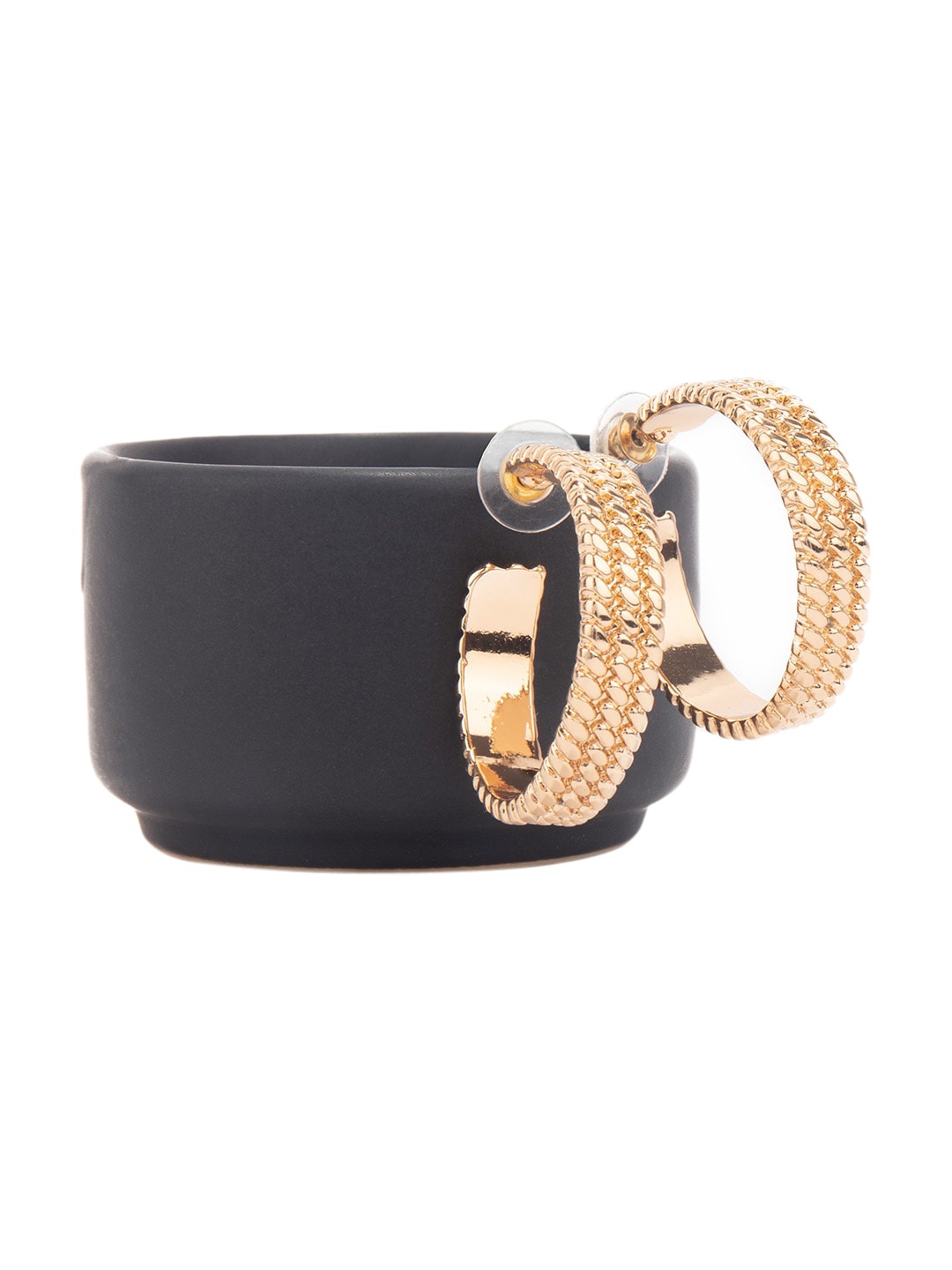 

Lilly & sparkle Gold-Toned Alloy Gold Plated Circular Half Hoop Earrings