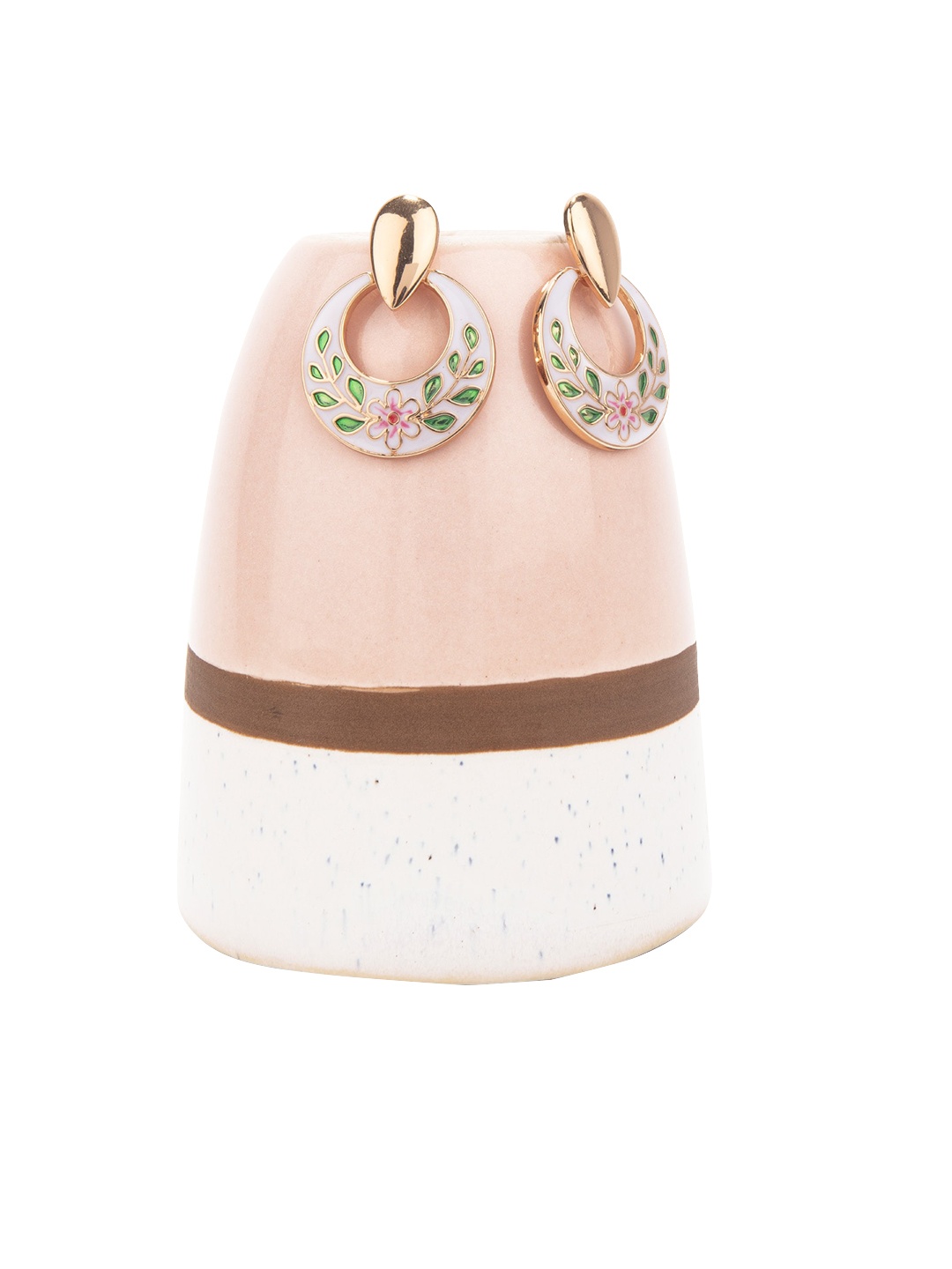 

Lilly & sparkle Gold-Plated & White Circular Drop Earrings