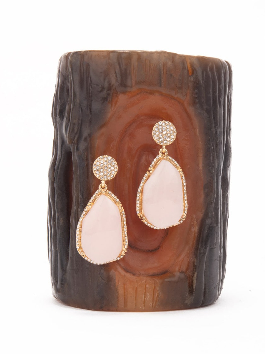 

Lilly & sparkle Gold-Plated Peach-Coloured Contemporary Drop Earrings