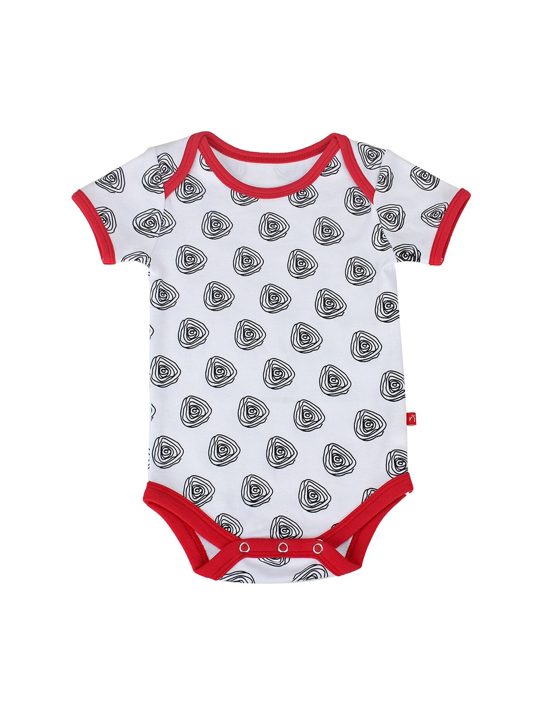 

Nino Bambino Infant Kids White & Black Printed Organic Cotton Bodysuit