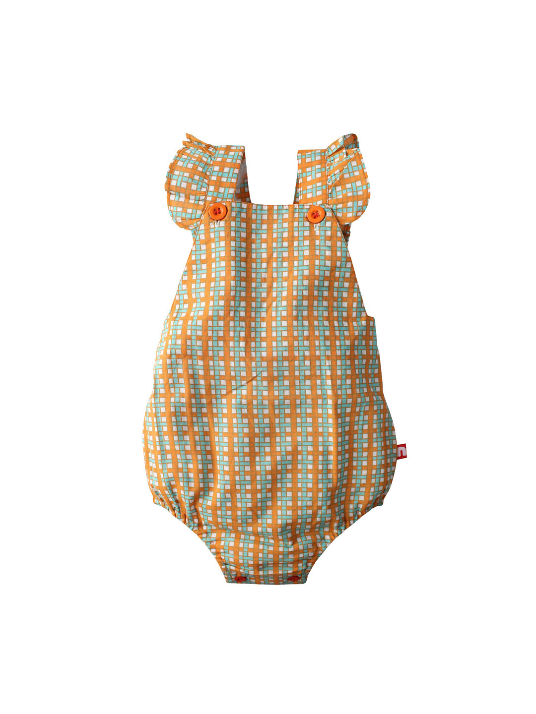 

Nino Bambino Infant Kids Orange & Blue Printed Pure Organic Cotton Bodysuit