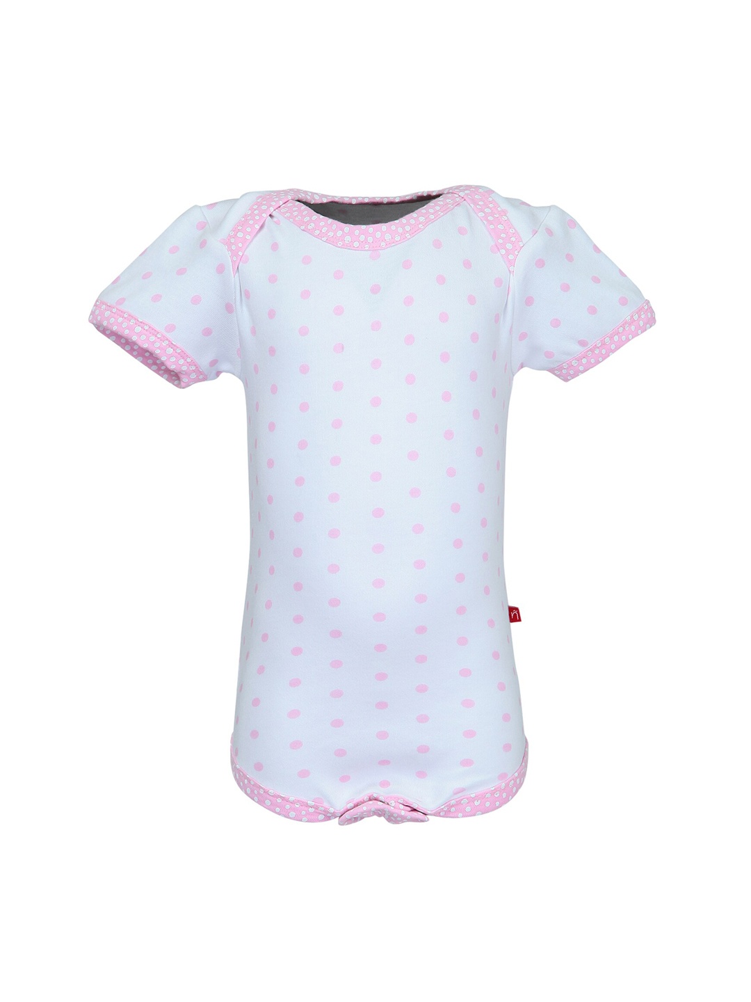 

Nino Bambino Infant Kids White & Pink Printed Cotton Bodysuit